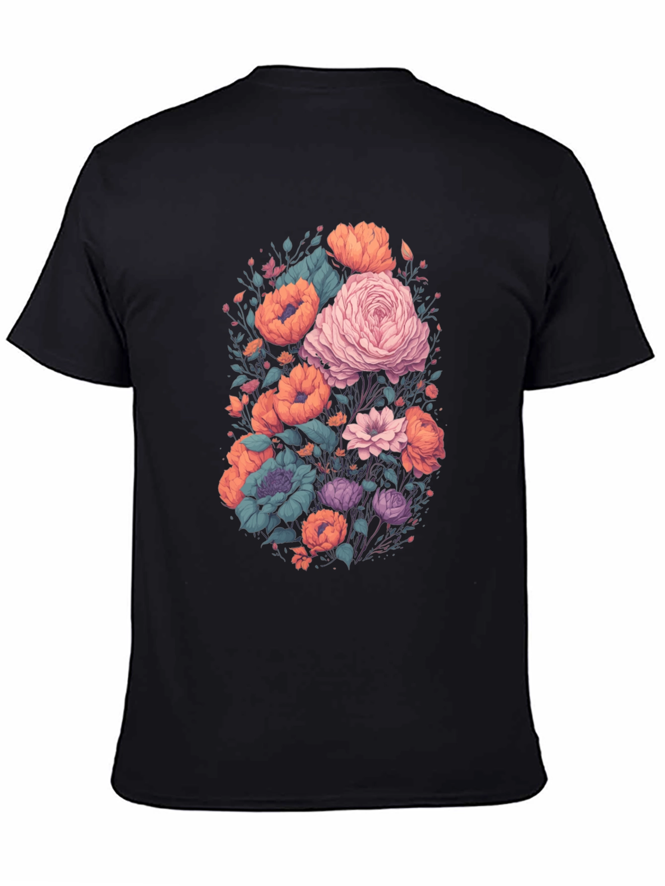 Floral Graphic Black T-Shirt