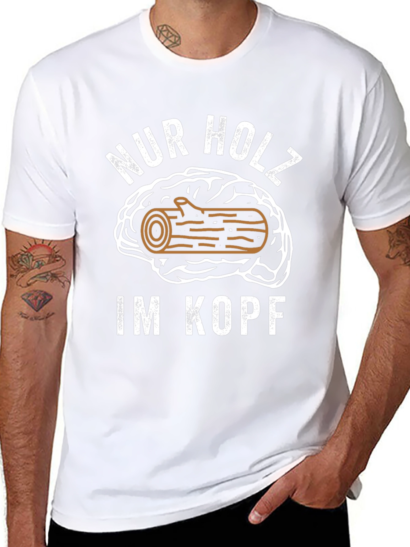 Nur Holz Im Kopf T-Shirt Funny Brain Humor