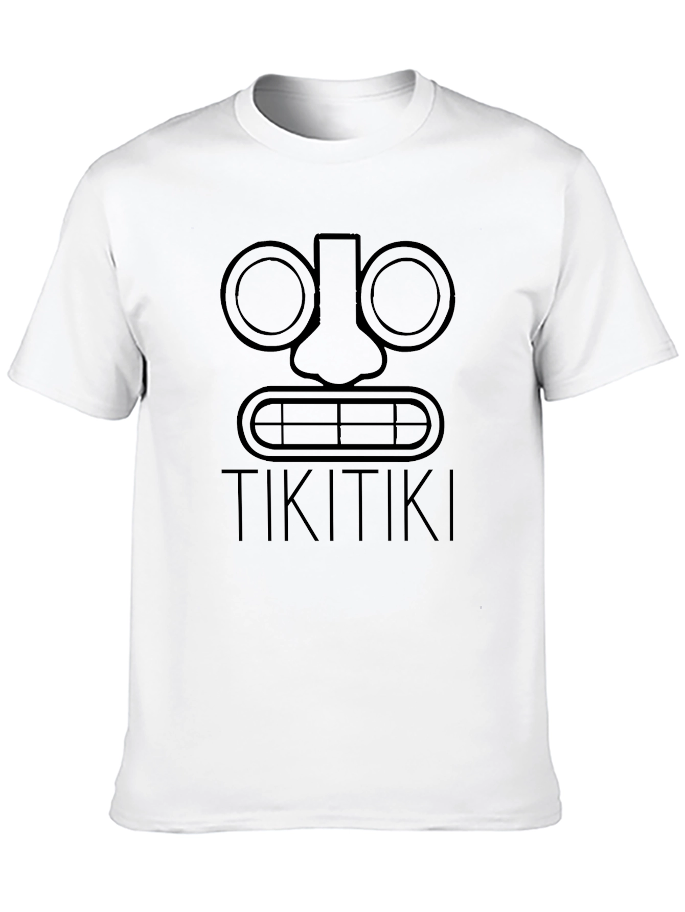 Tiki Head Graphic Tee - Black Cotton T-Shirt