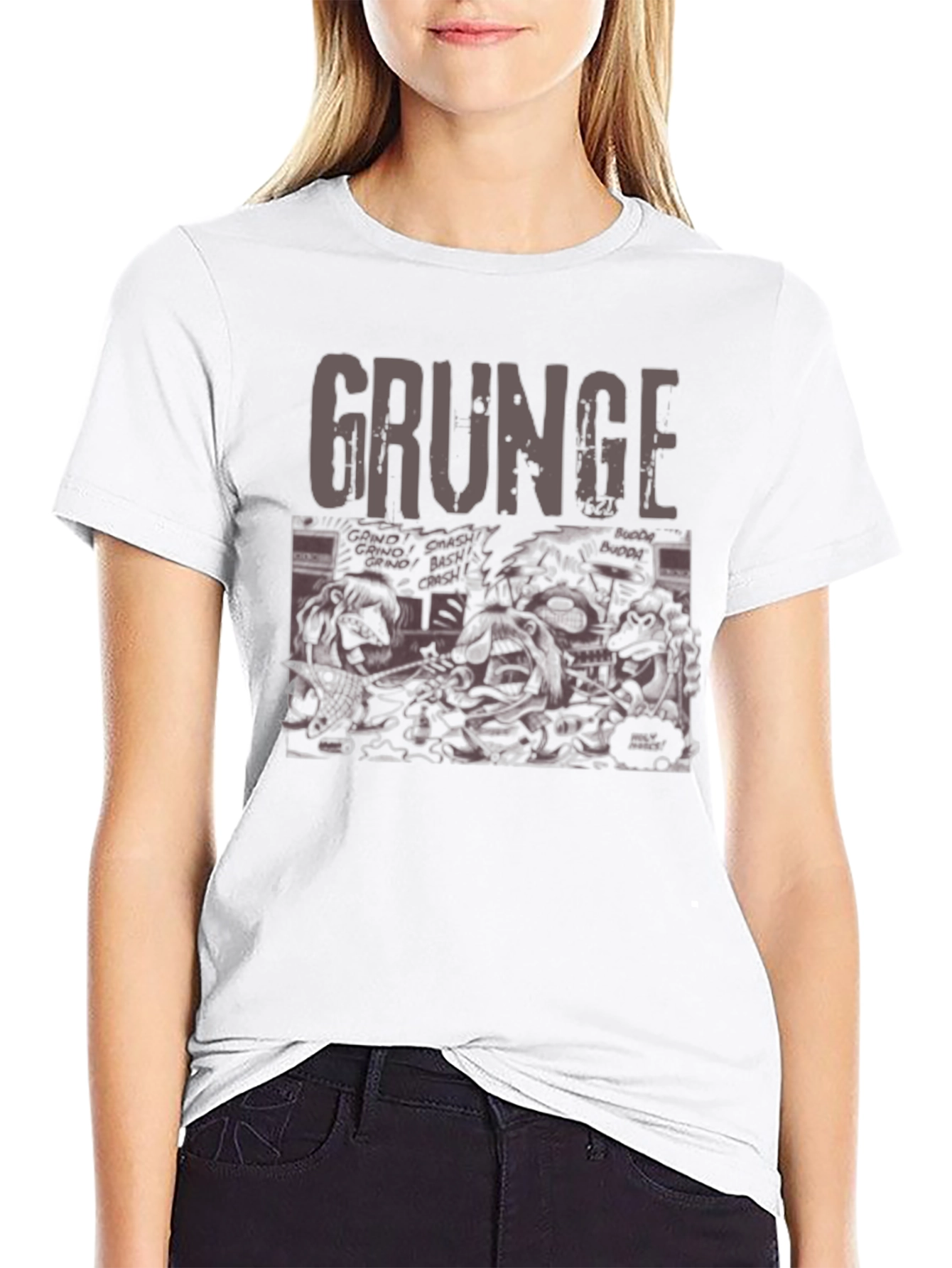 Grunge Graphic Print Crew Neck T-Shirt