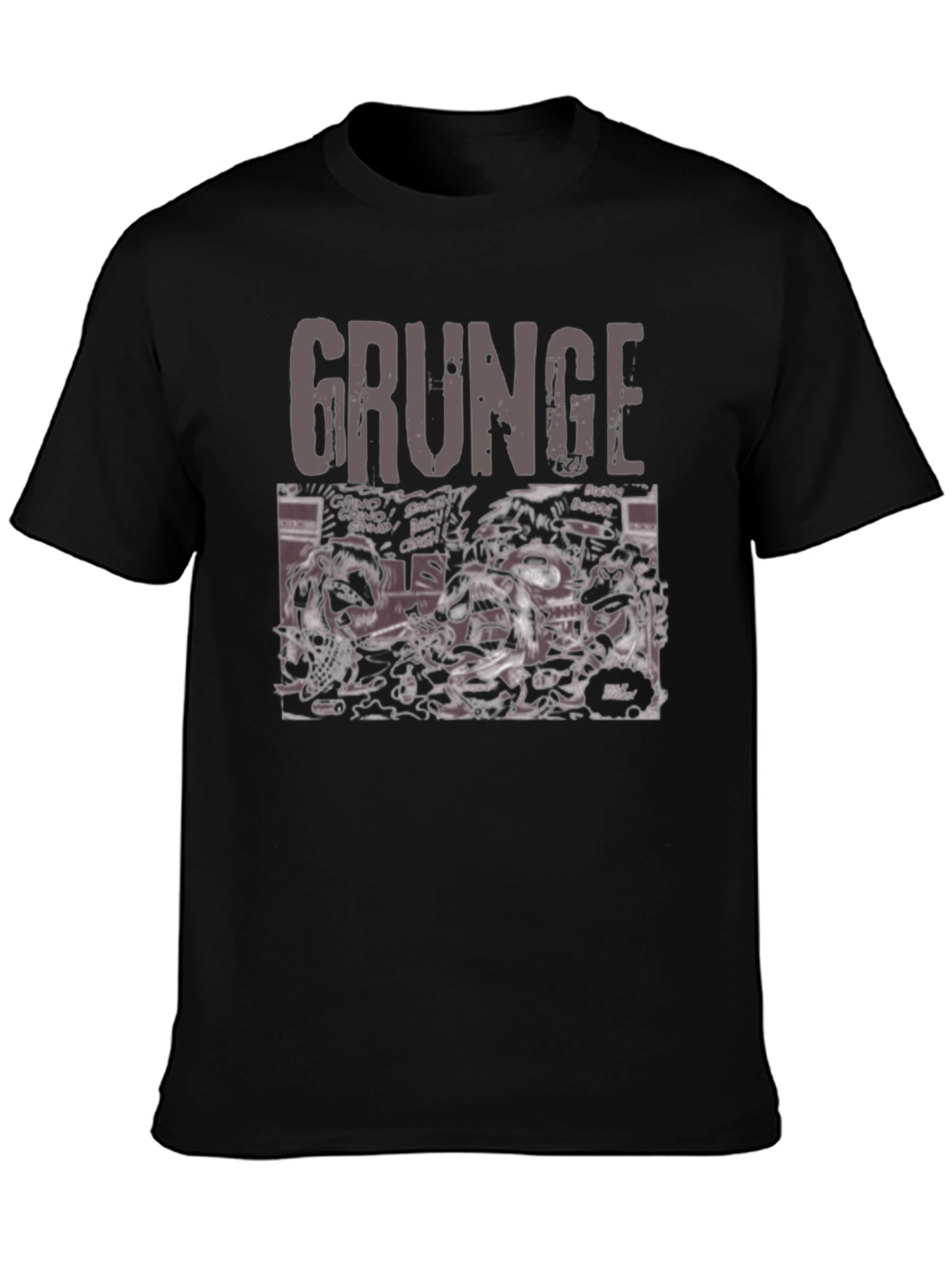 Grunge Graphic Print Crew Neck T-Shirt