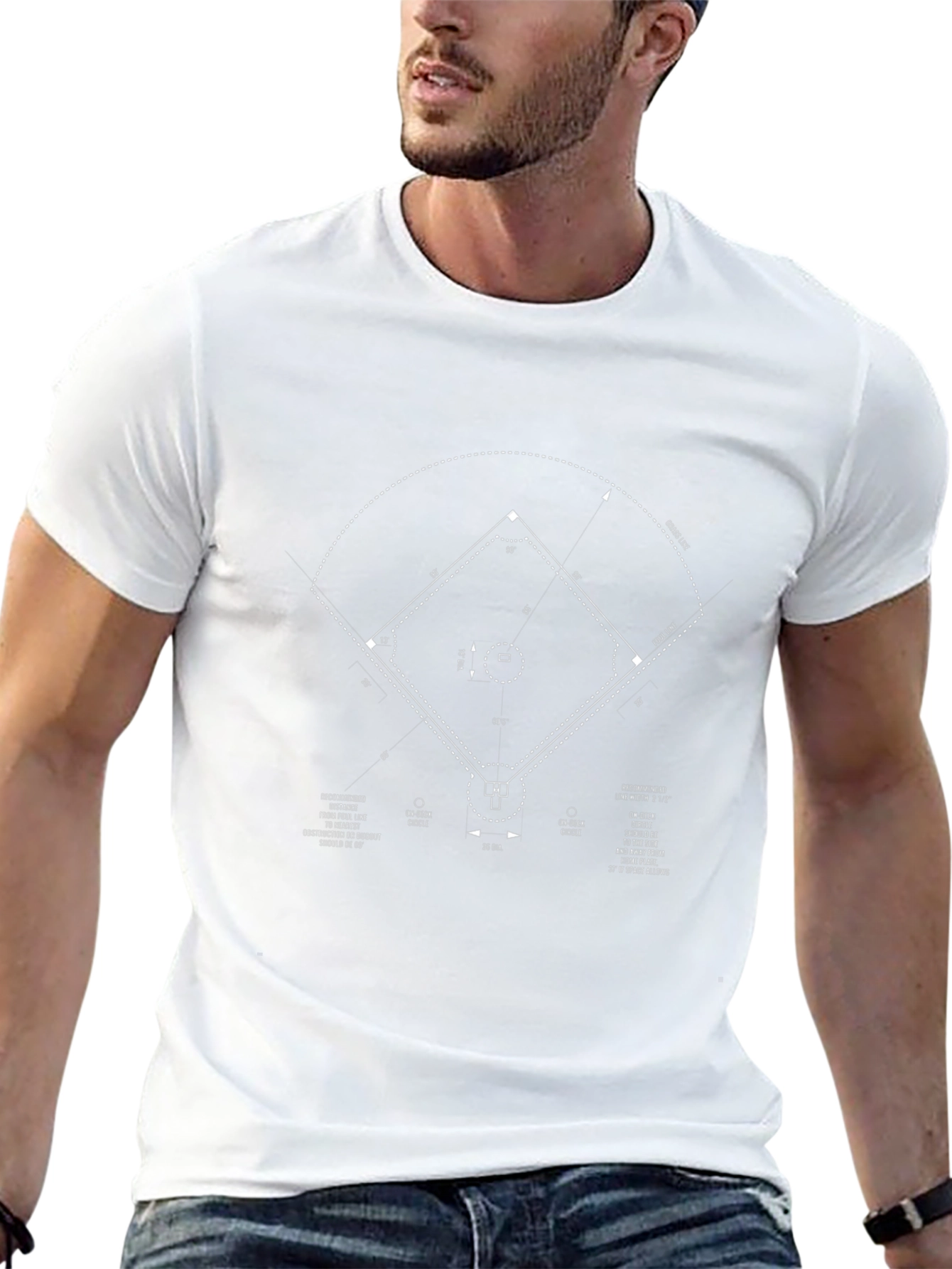 Baseball Field Diagram T-Shirt - Black