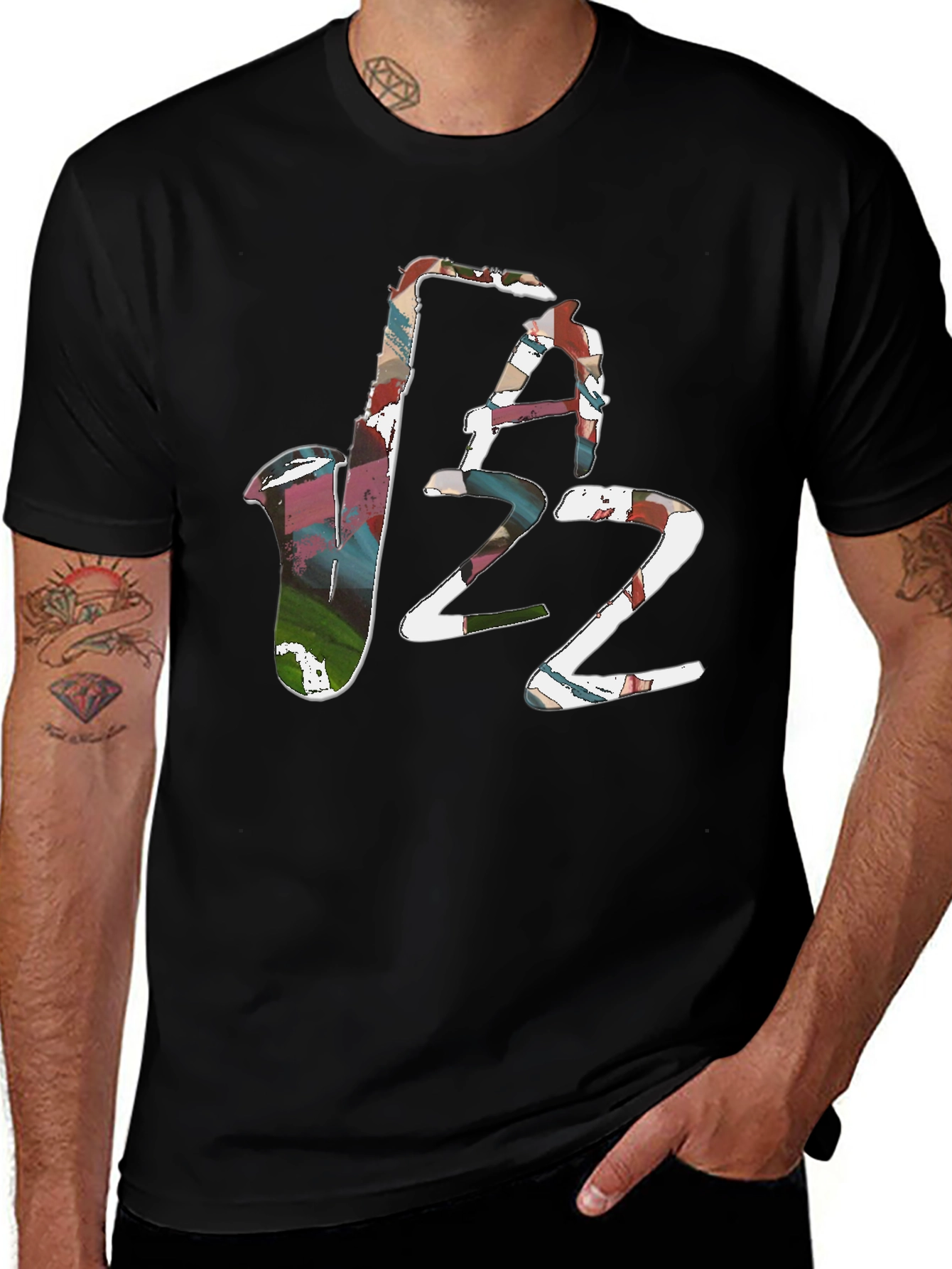Abstract Jazz Graphic Tee - Black