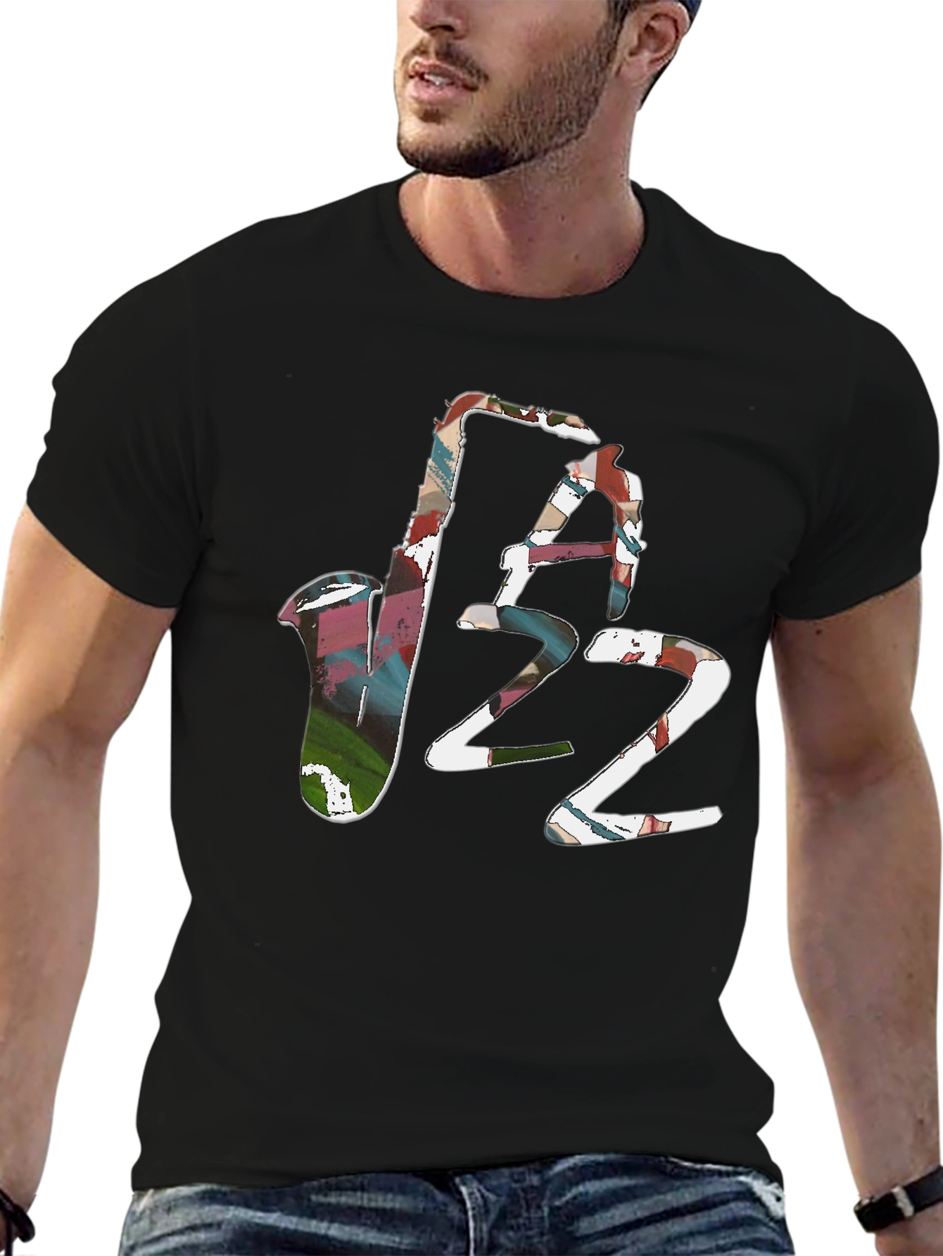 Abstract Jazz Graphic Tee - Black
