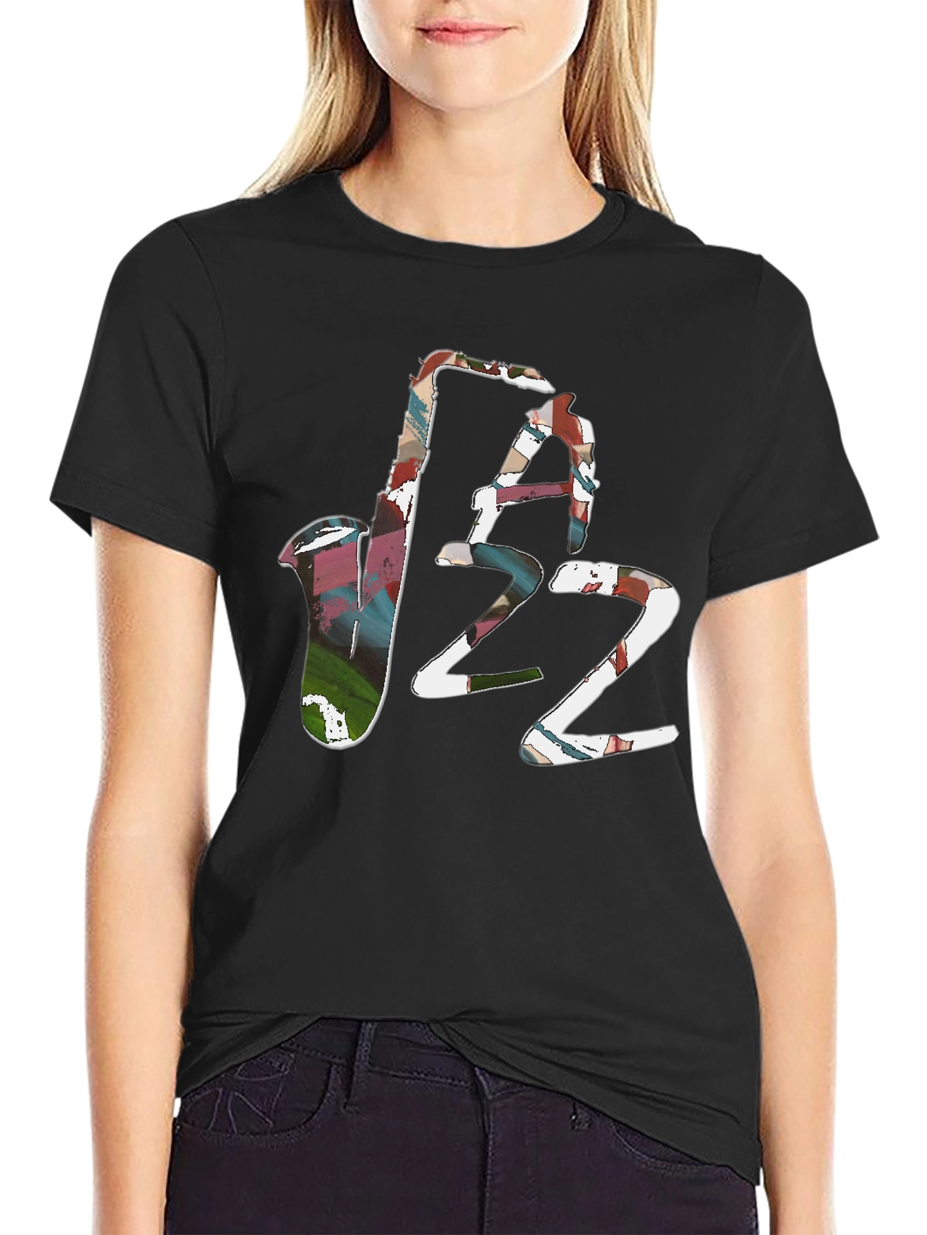 Abstract Jazz Graphic Tee - Black