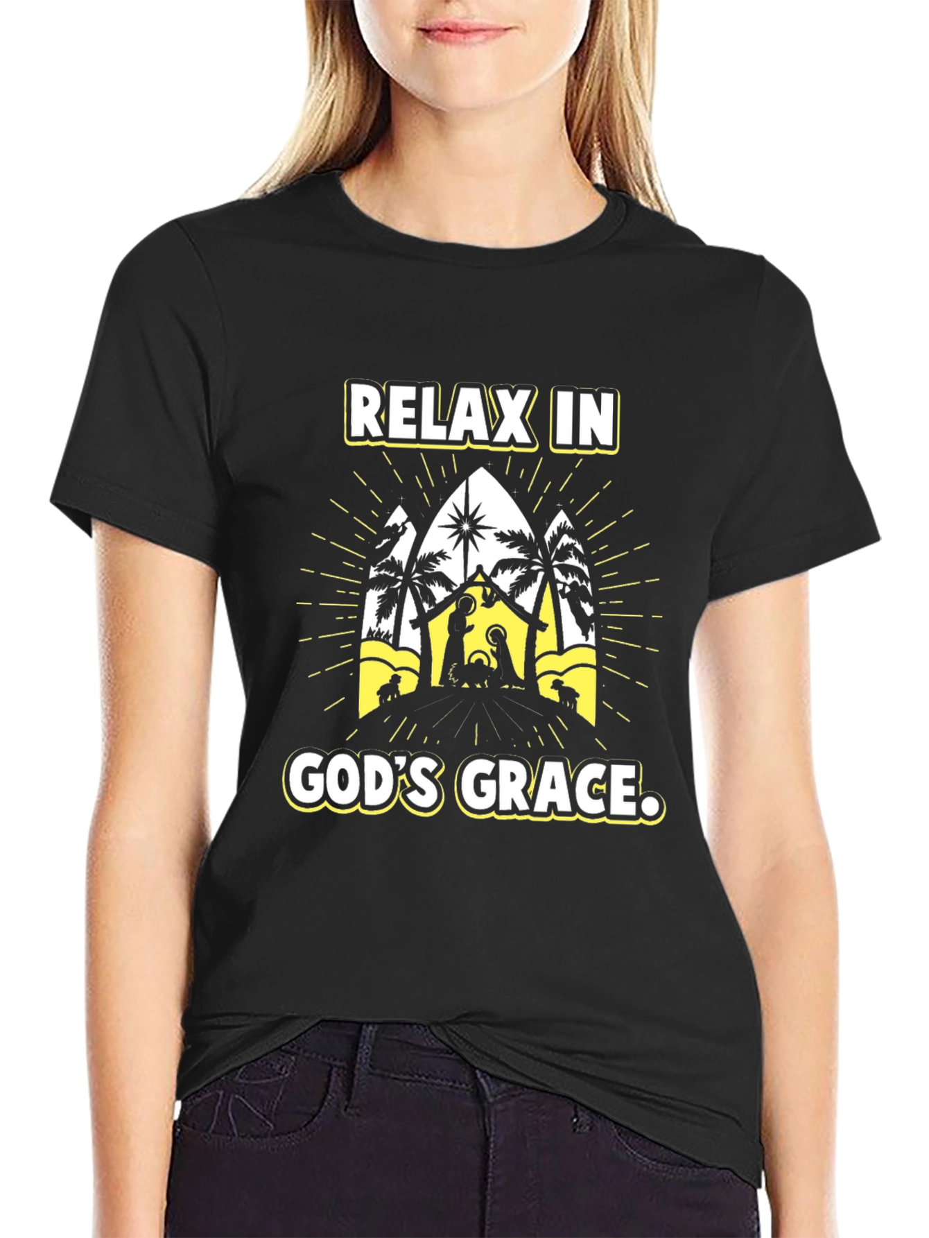 Relax in Gods Grace T-Shirt - Nativity Scene