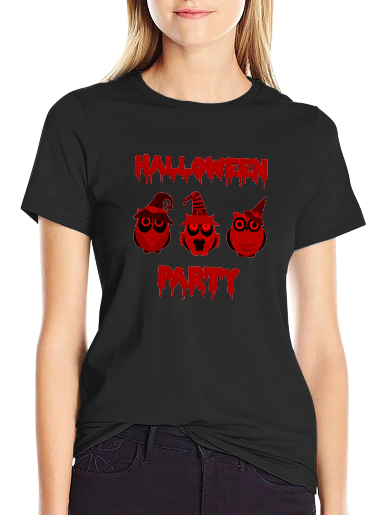 Halloween Party Owls Black T-Shirt