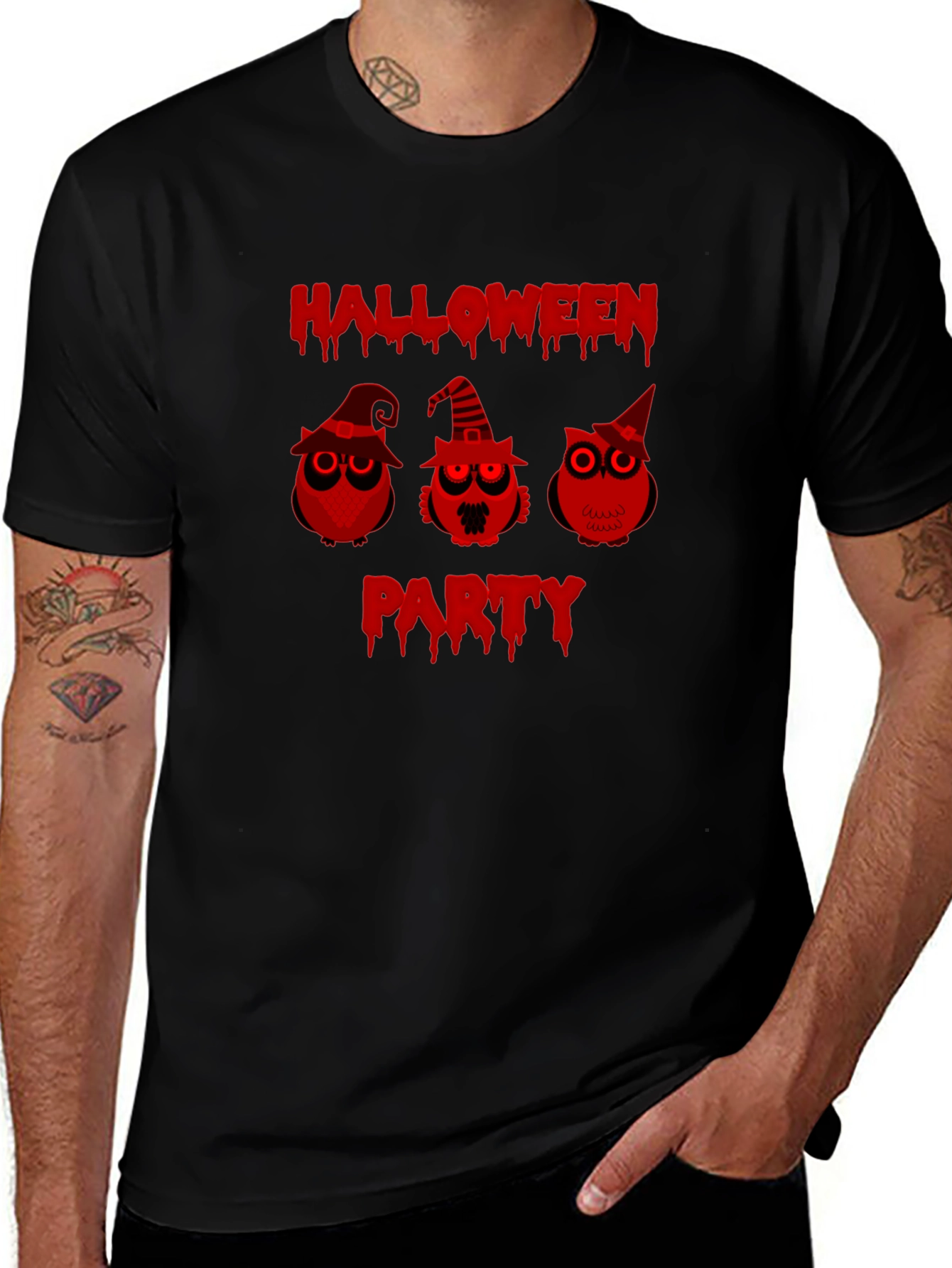Halloween Party Owls Black T-Shirt