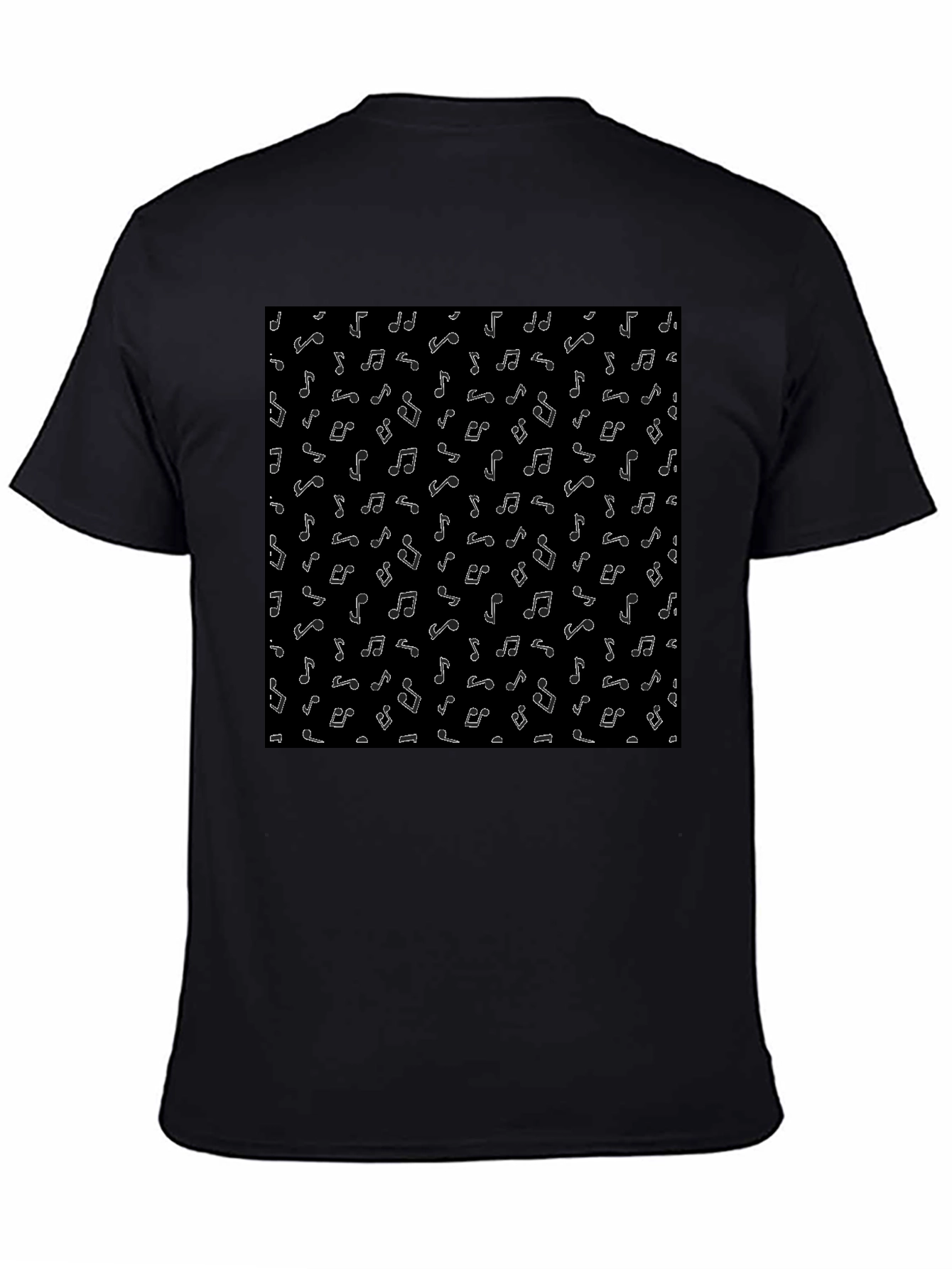 Musical Note Pattern Black T-Shirt