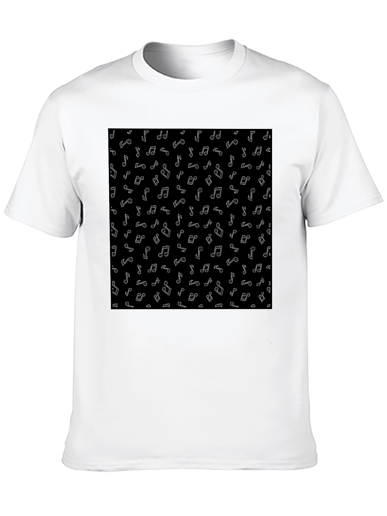 Musical Note Pattern Black T-Shirt