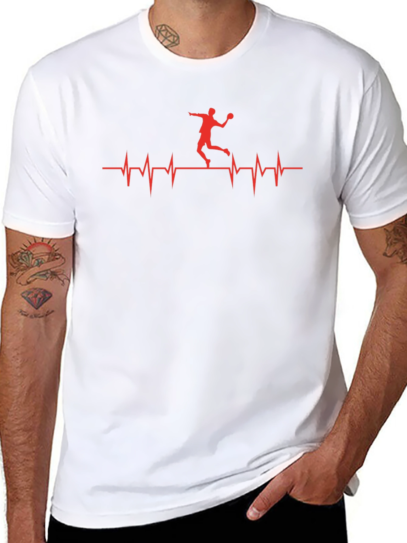 Handball Heartbeat T-Shirt - Black Graphic Tee