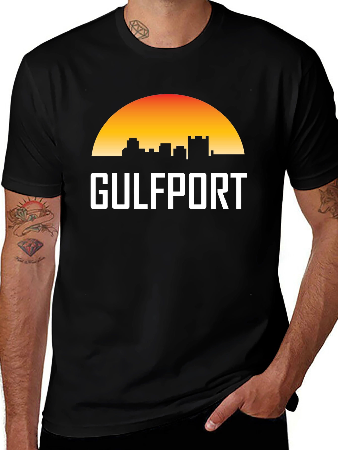 Gulfport Skyline T-Shirt - Sunset Cityscape Tee