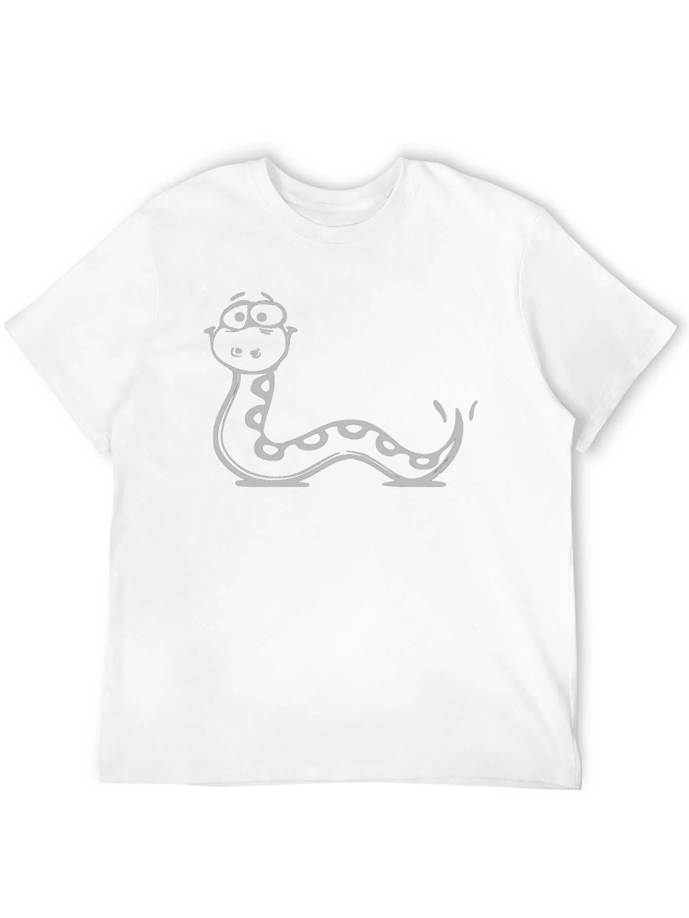 Cartoon Snake Graphic Tee - Black Cotton T-Shirt