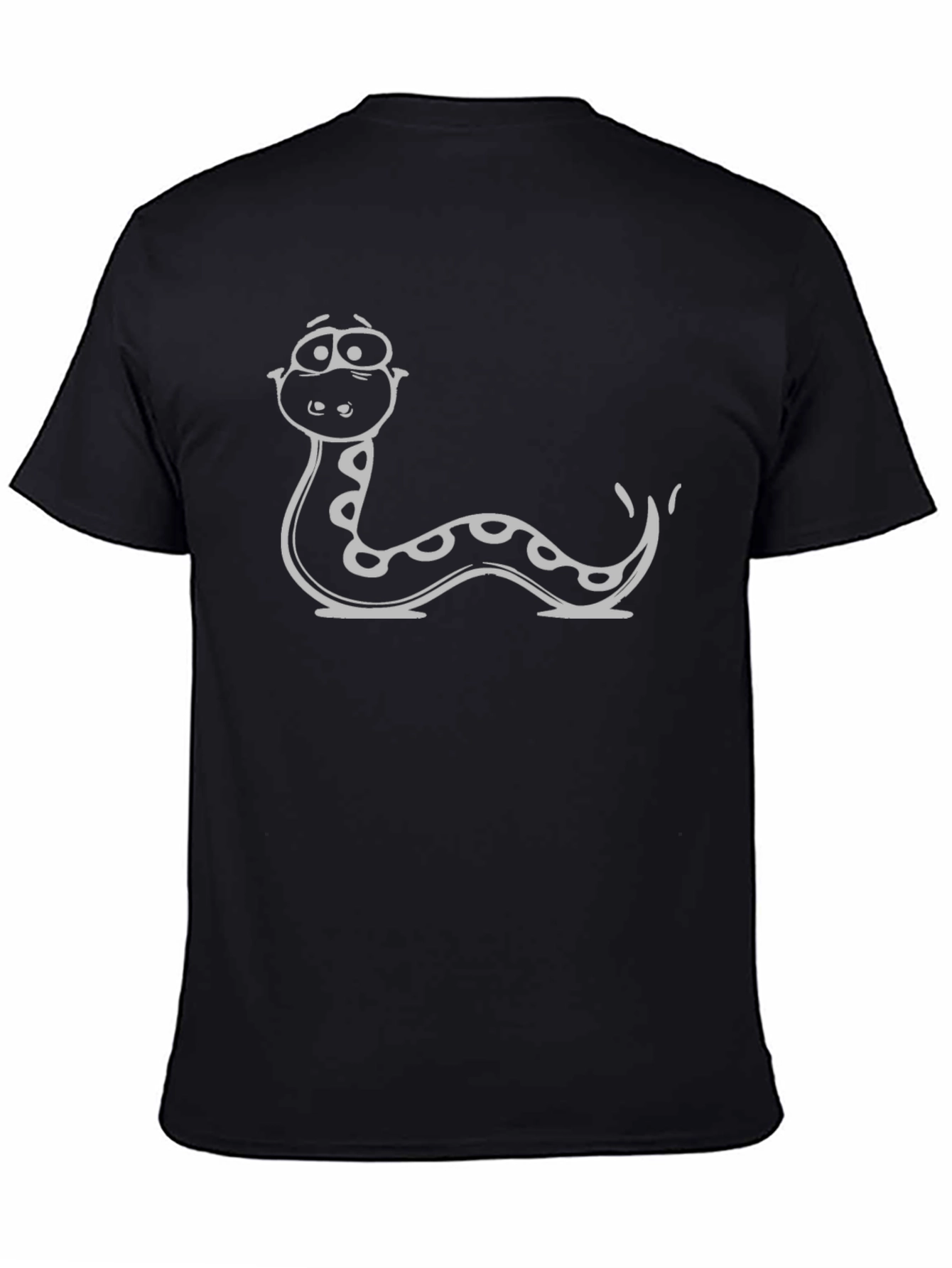 Cartoon Snake Graphic Tee - Black Cotton T-Shirt