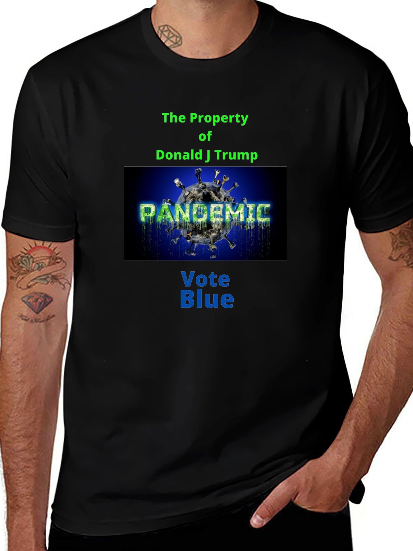Political Statement T-Shirt: Vote Blue Pandemic Design