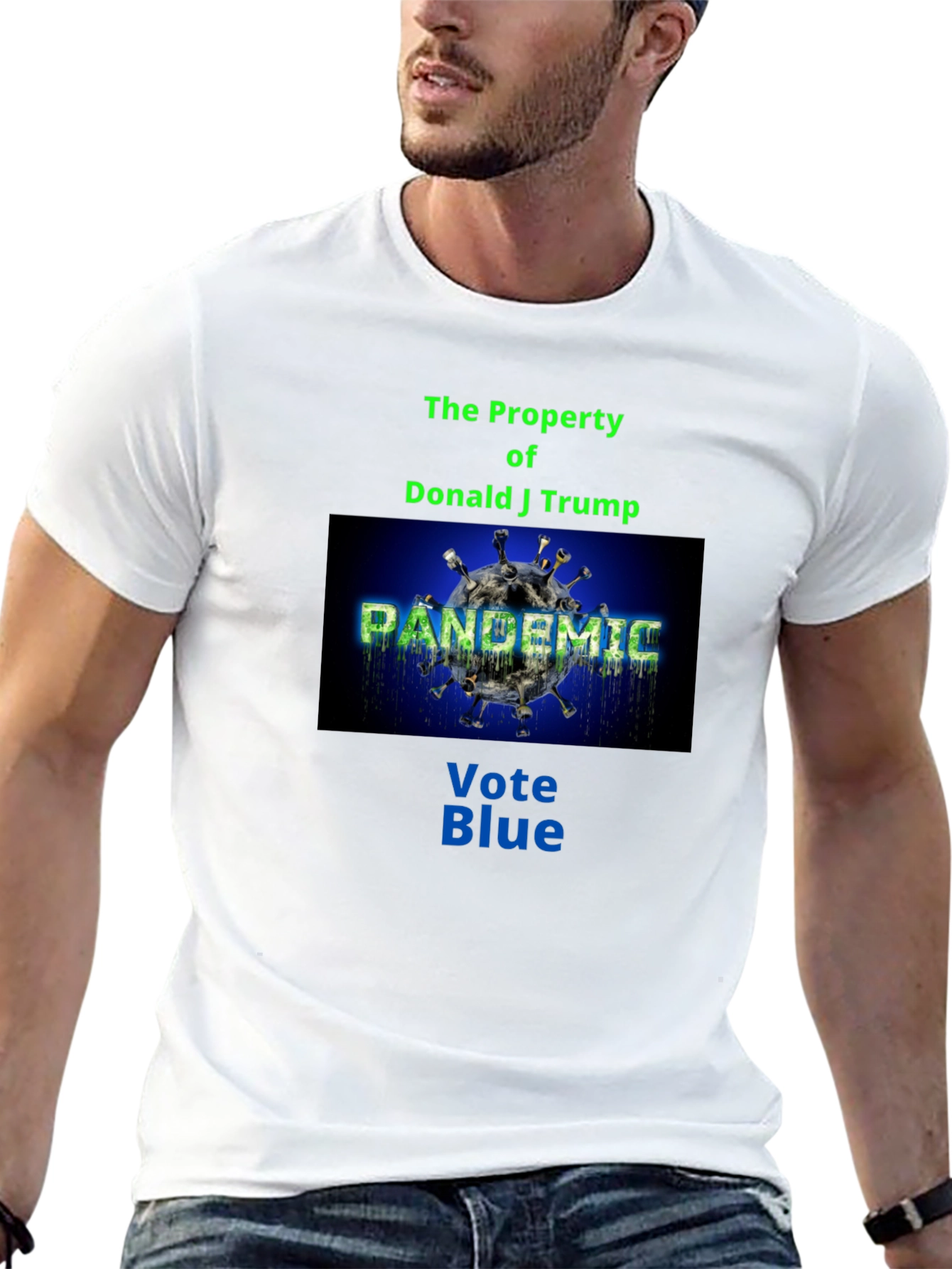 Political Statement T-Shirt: Vote Blue Pandemic Design