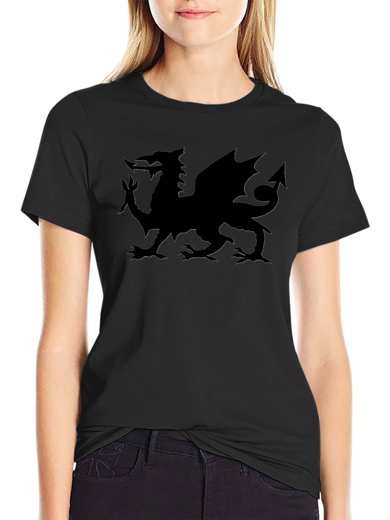 Welsh Dragon Tee - Black Cotton Graphic T-Shirt