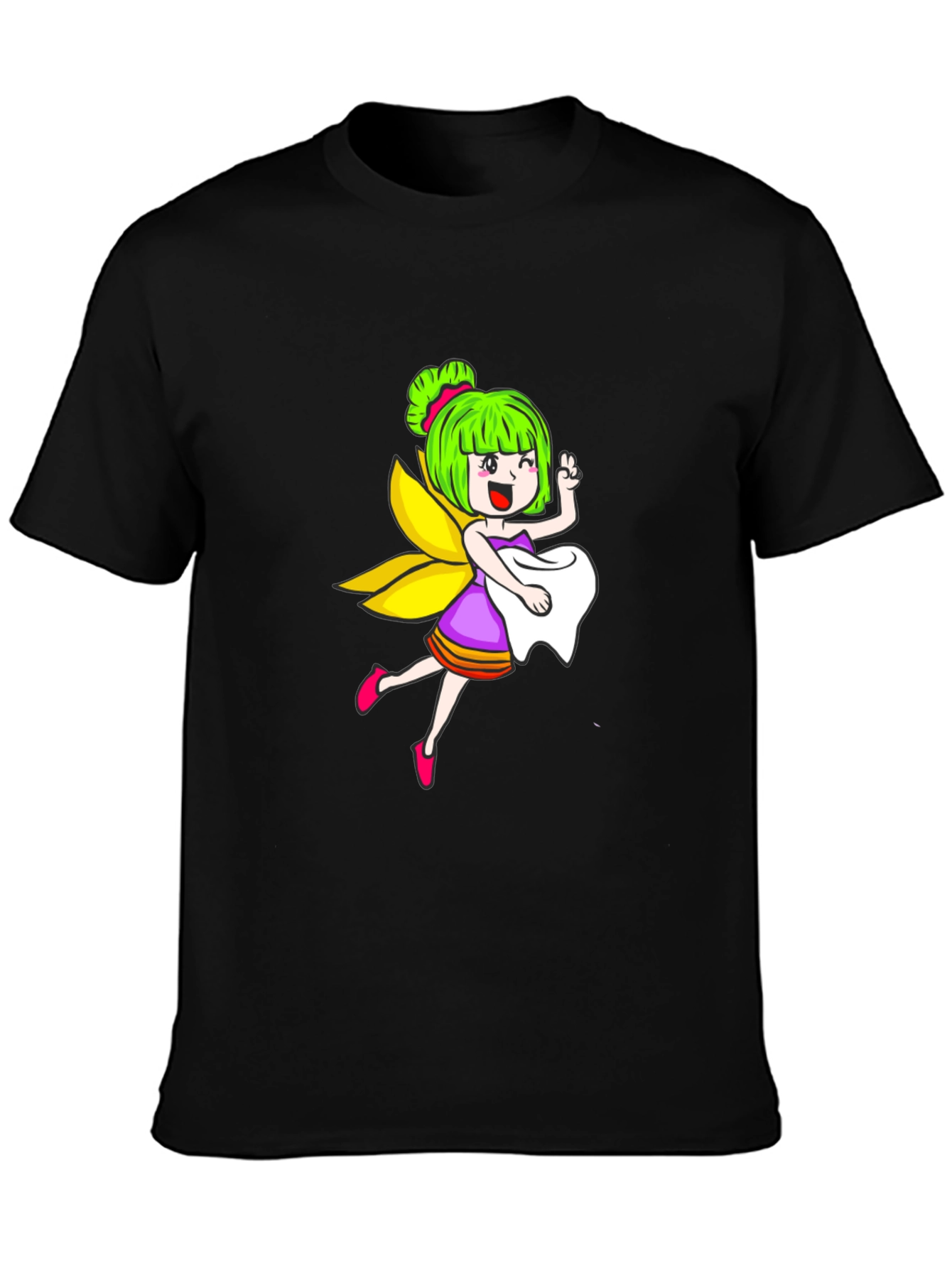 Cute Fairy Graphic Black T-Shirt