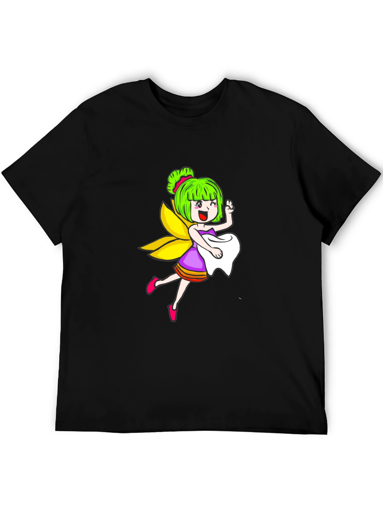Cute Fairy Graphic Black T-Shirt