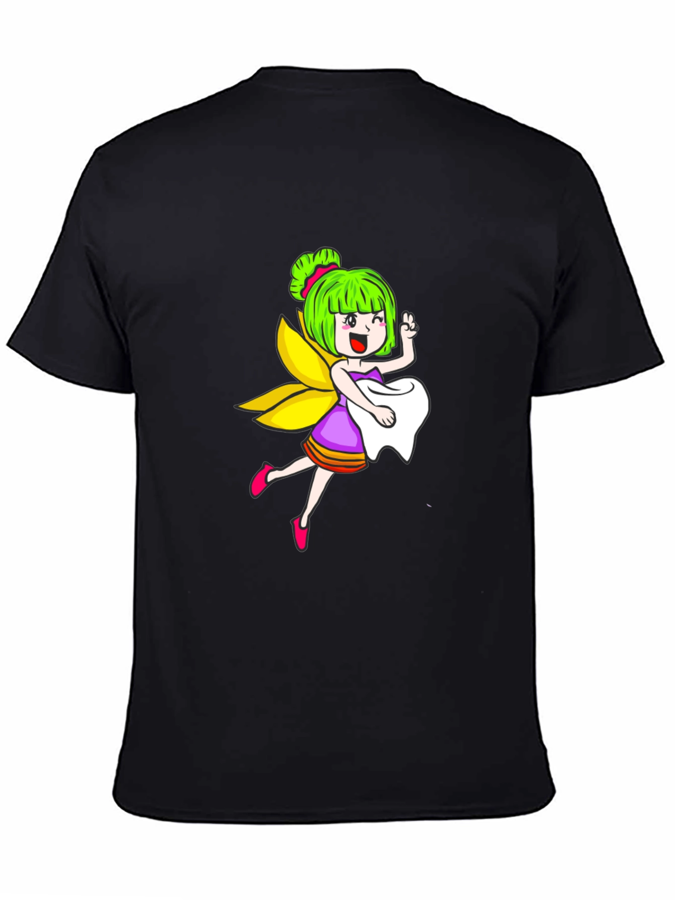 Cute Fairy Graphic Black T-Shirt