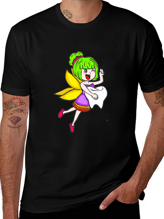 Cute Fairy Graphic Black T-Shirt