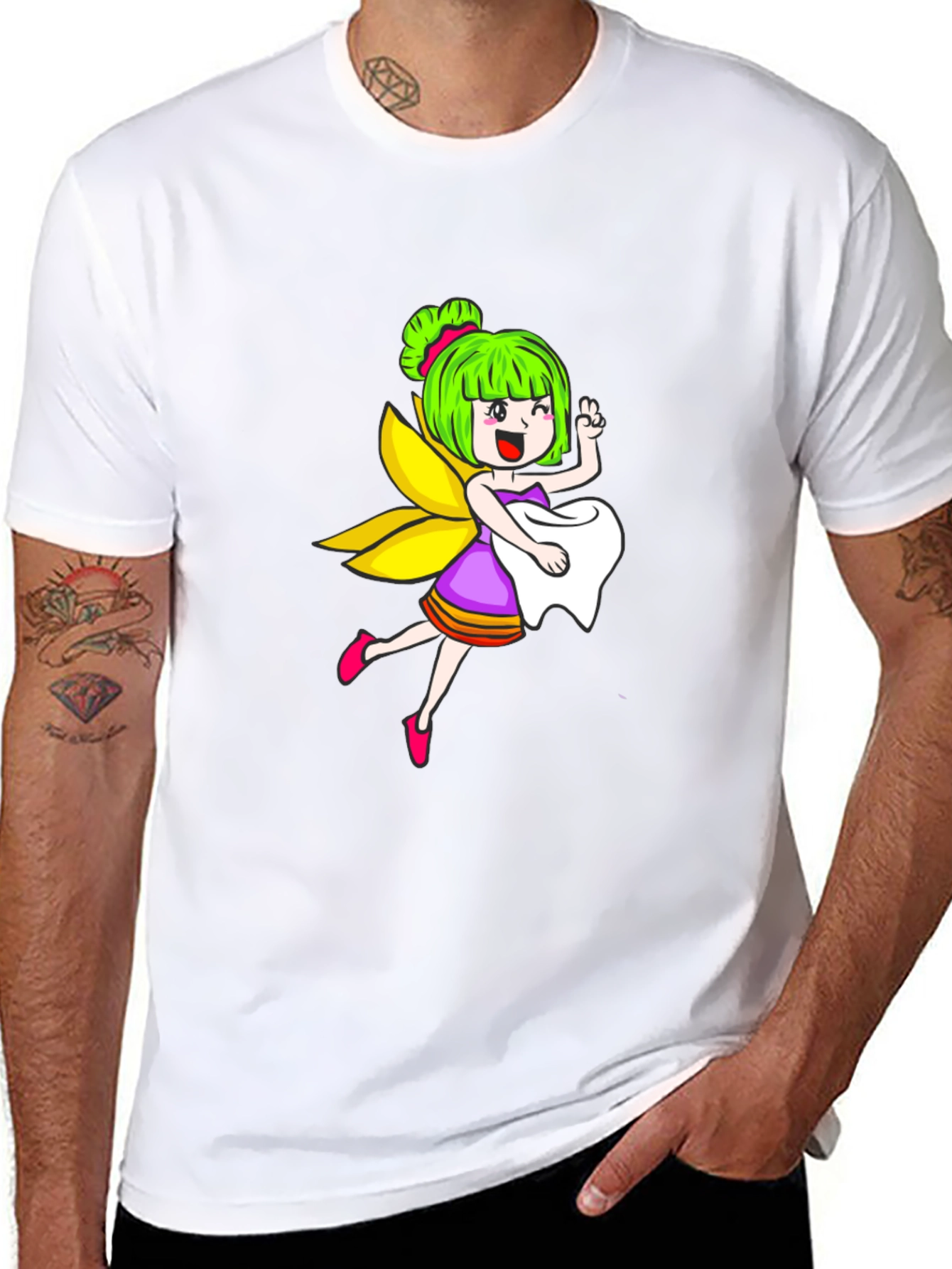 Cute Fairy Graphic Black T-Shirt