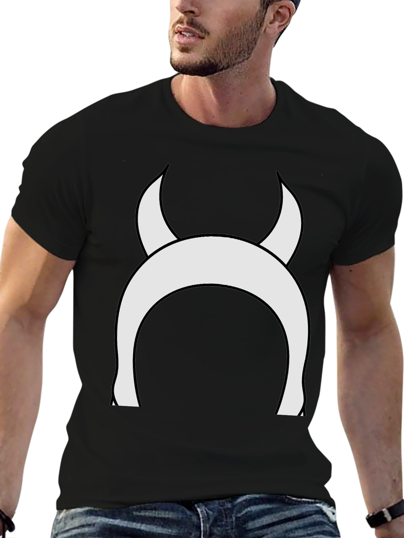 Devil Horns Graphic Tee - Black Cotton T-Shirt