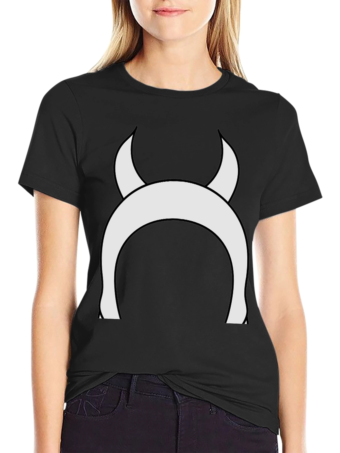 Devil Horns Graphic Tee - Black Cotton T-Shirt