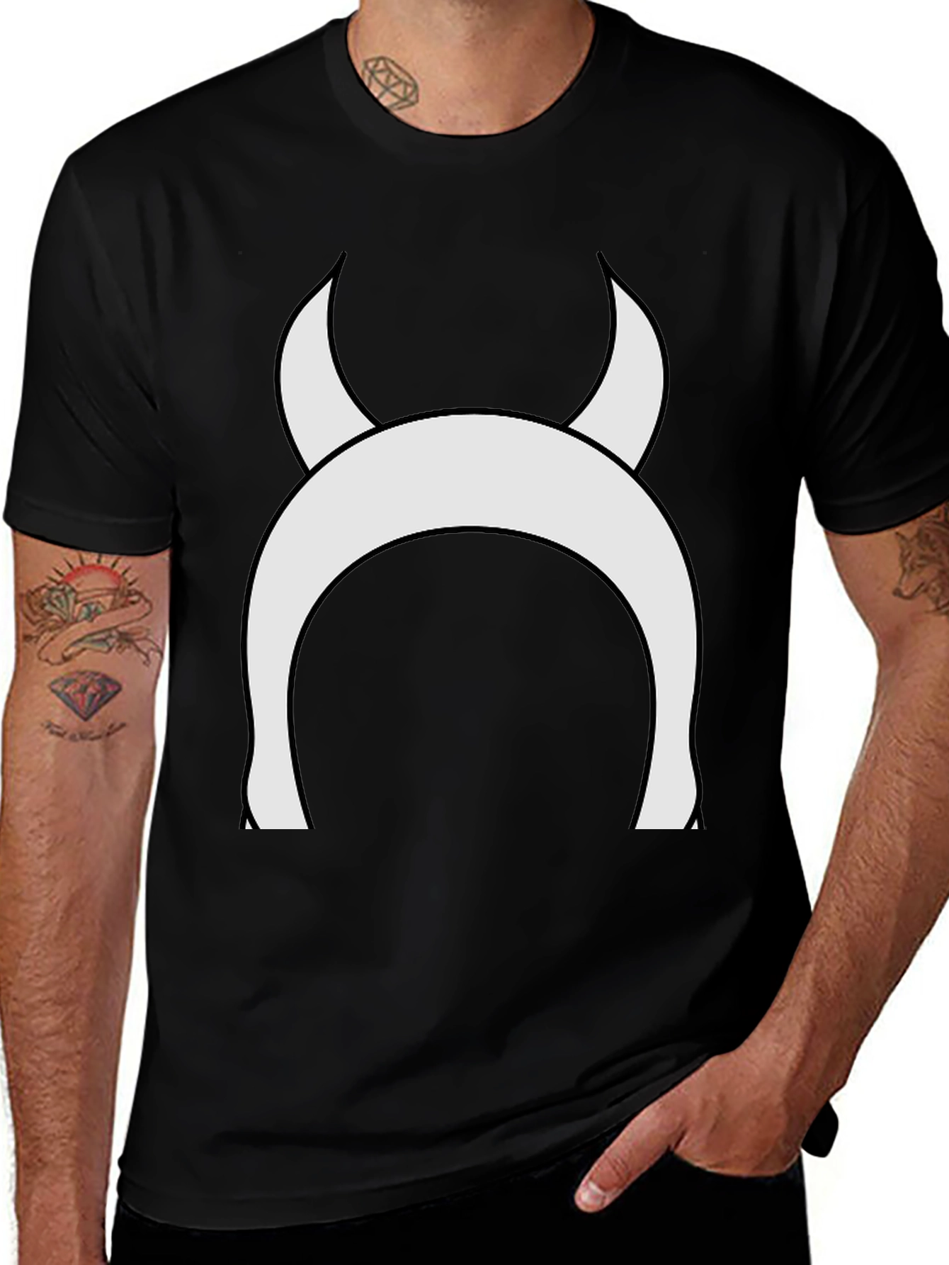 Devil Horns Graphic Tee - Black Cotton T-Shirt