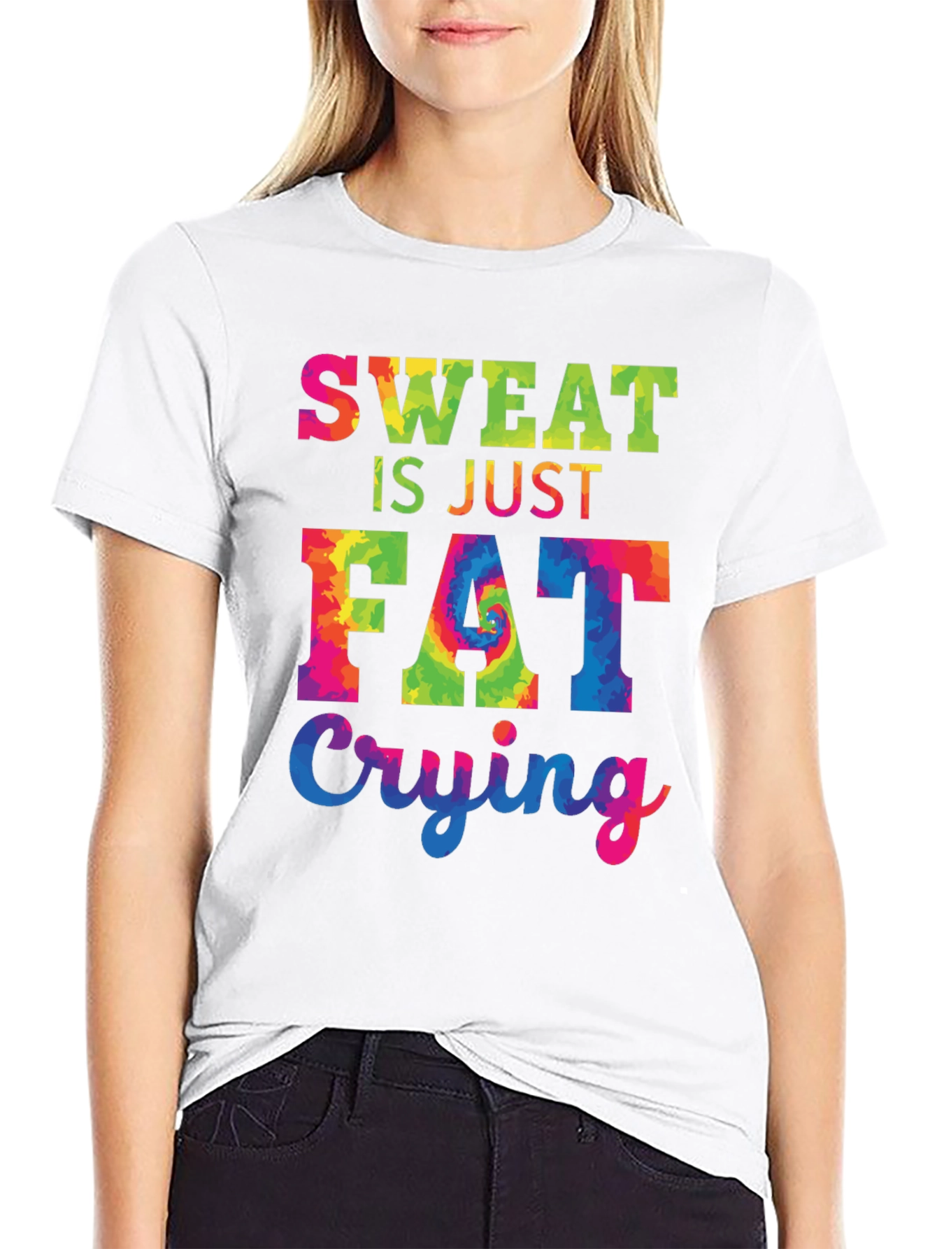 Sweat is Just Fat Crying Black T-Shirt