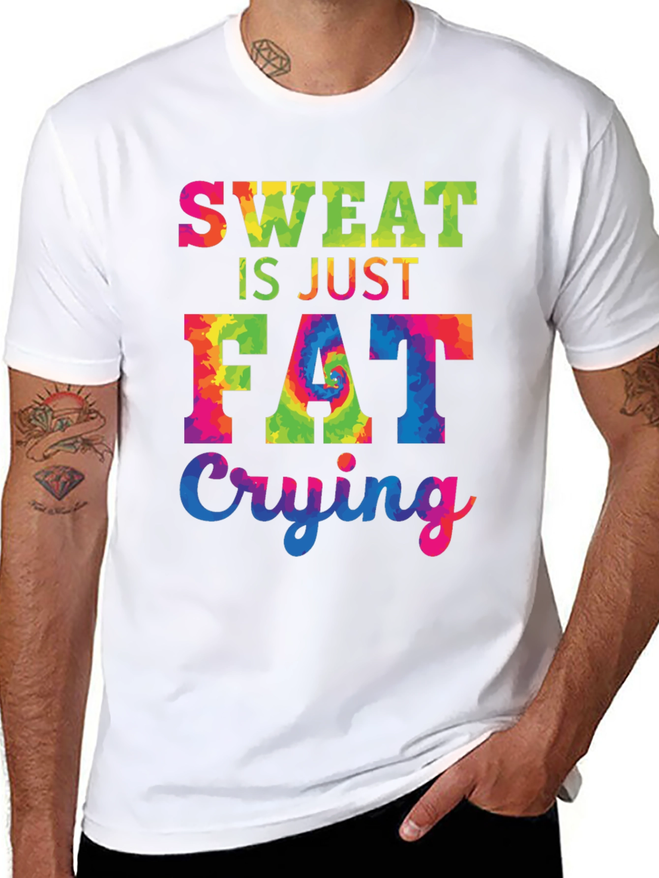 Sweat is Just Fat Crying Black T-Shirt