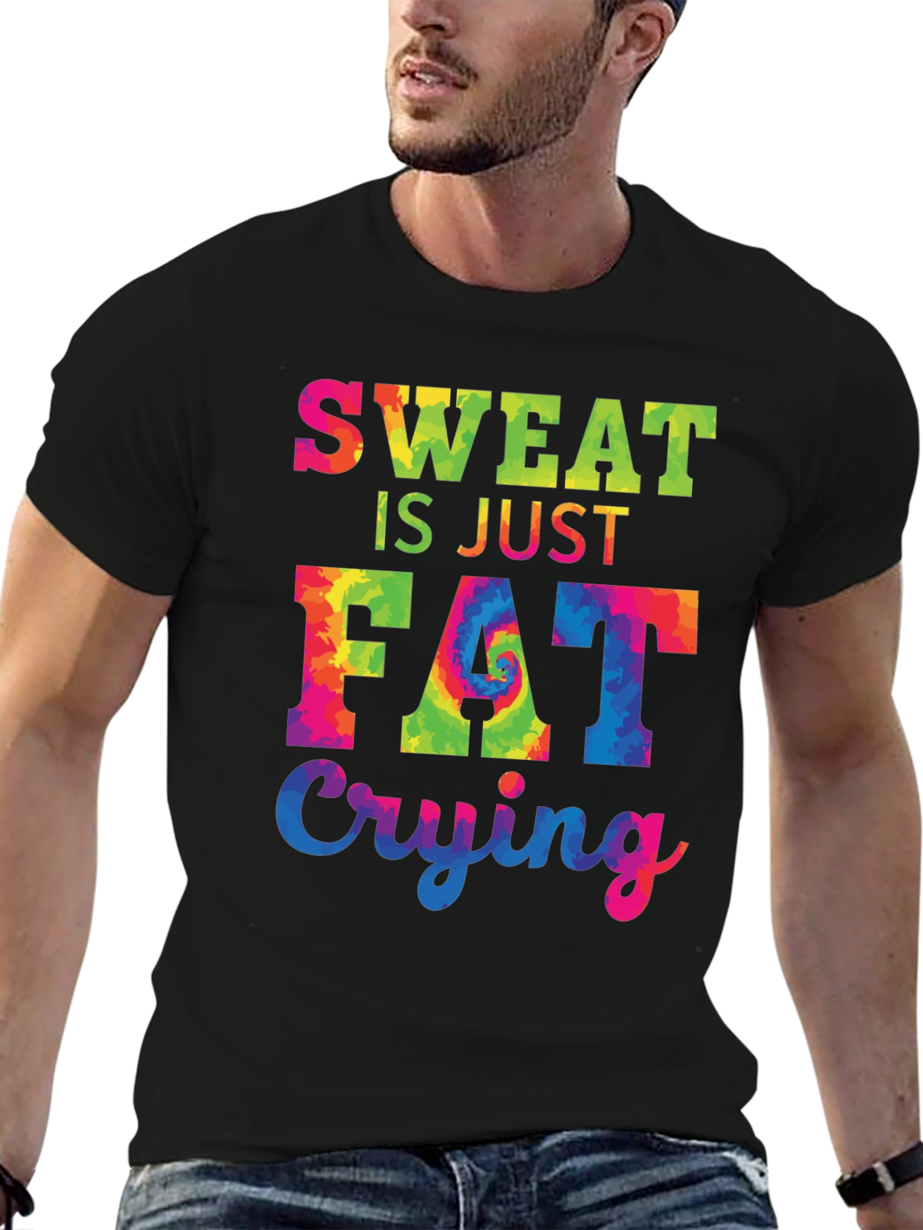 Sweat is Just Fat Crying Black T-Shirt