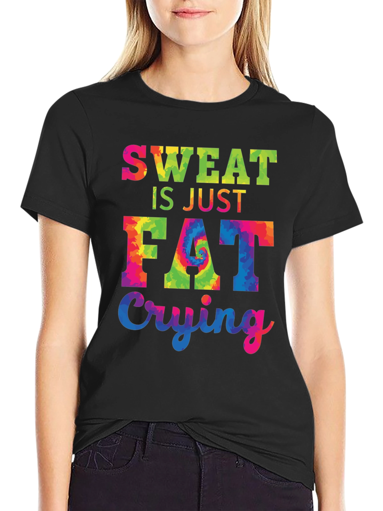 Sweat is Just Fat Crying Black T-Shirt