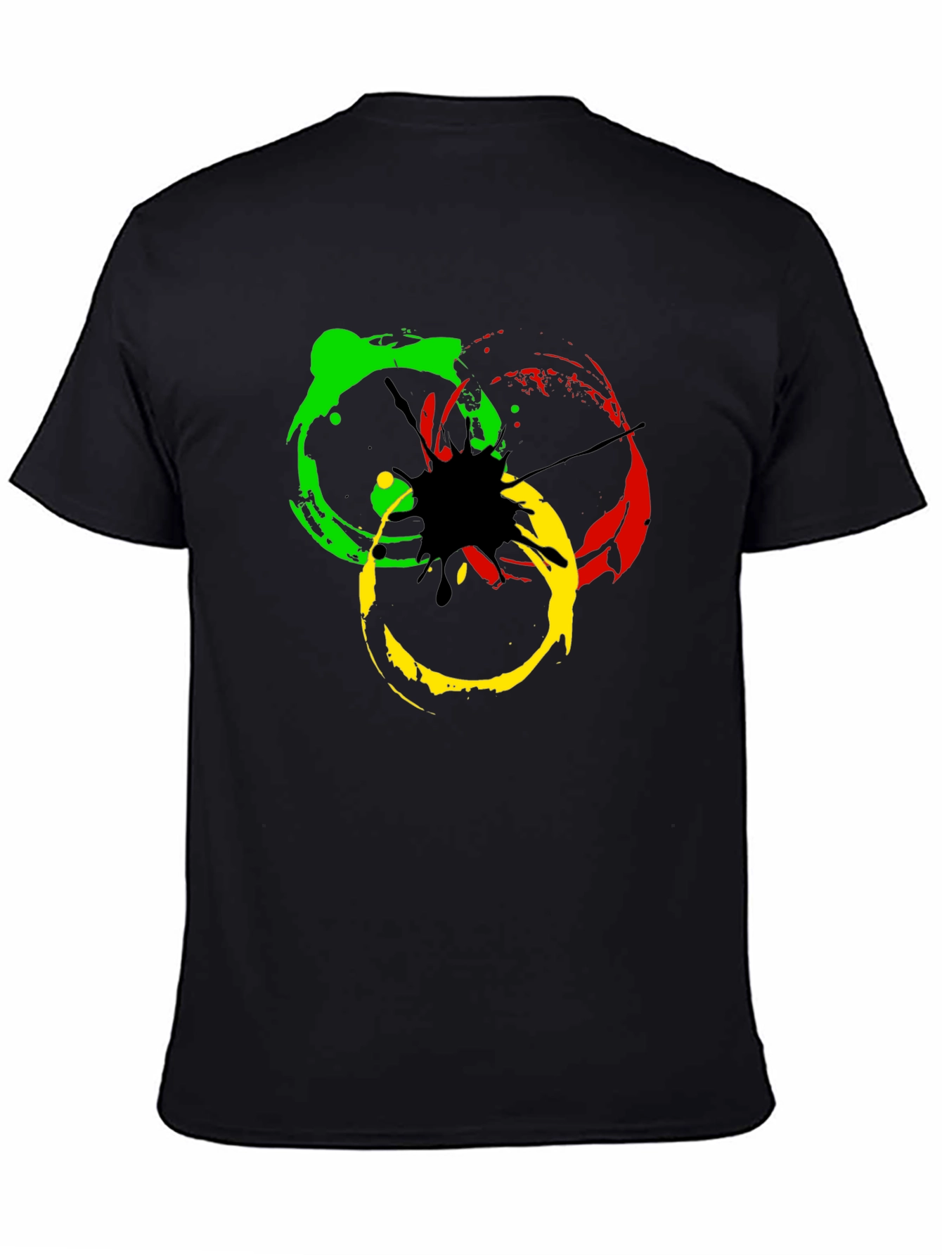 Rasta Splash Graphic Tee - Black Cotton T-Shirt