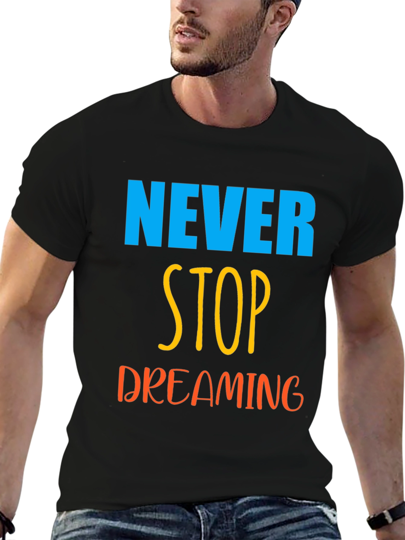 Never Stop Dreaming Black Graphic Tee