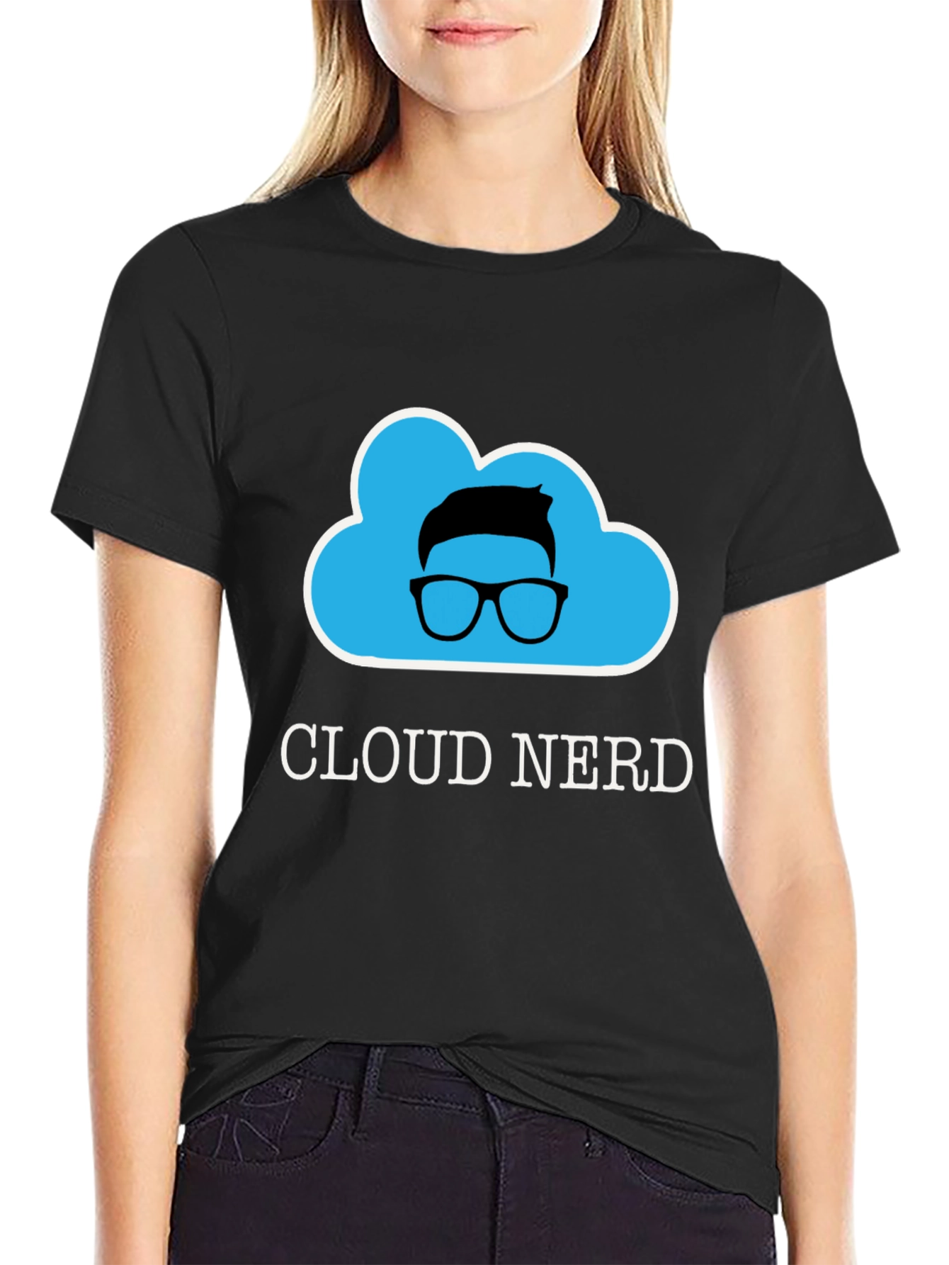 Cloud Nerd Graphic Tee - Black Cotton T-Shirt