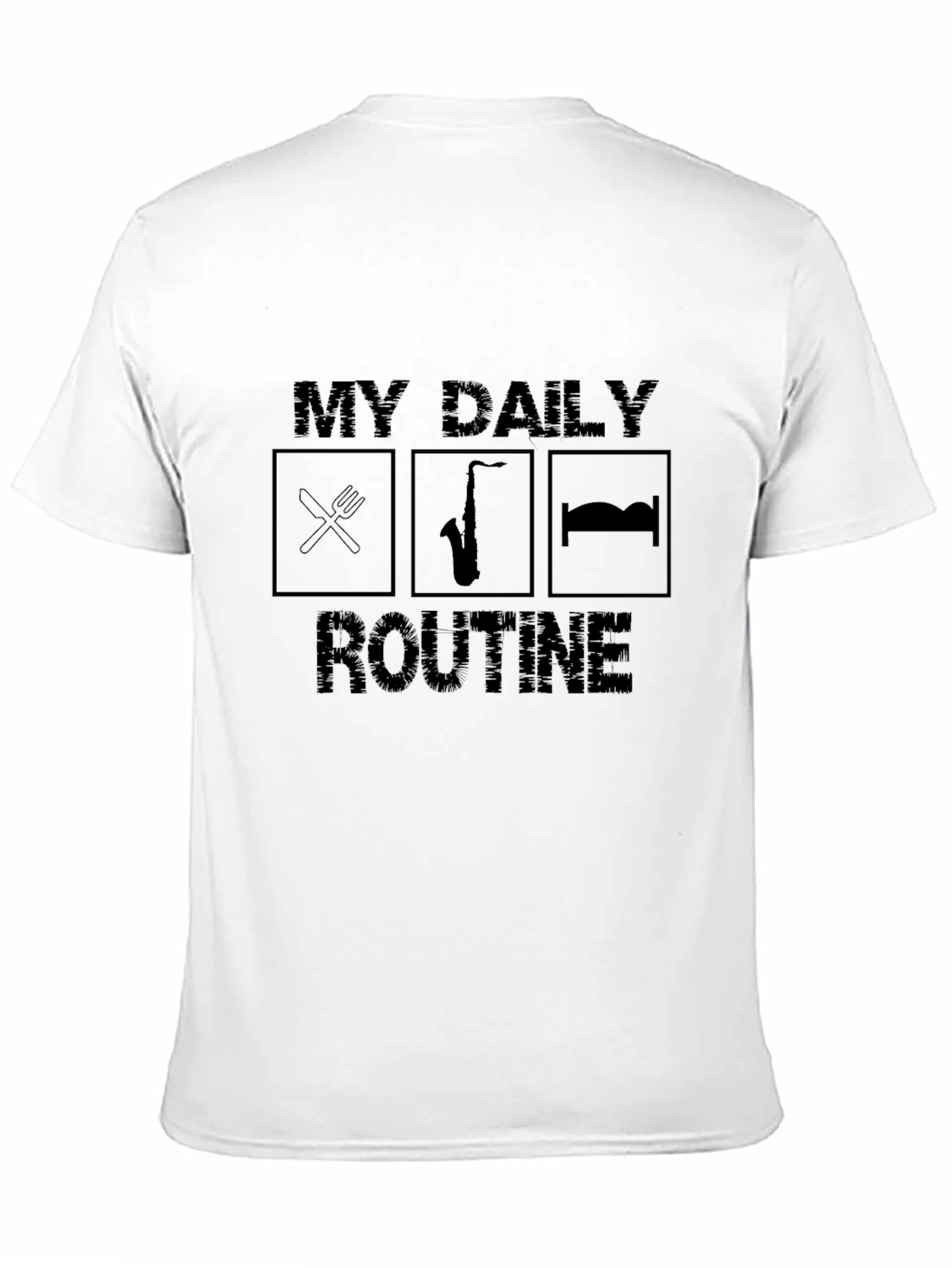 My Daily Routine Saxophone T-Shirt Black Cotton
