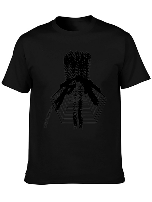 Abstract Geometric Graphic Print Black T-Shirt