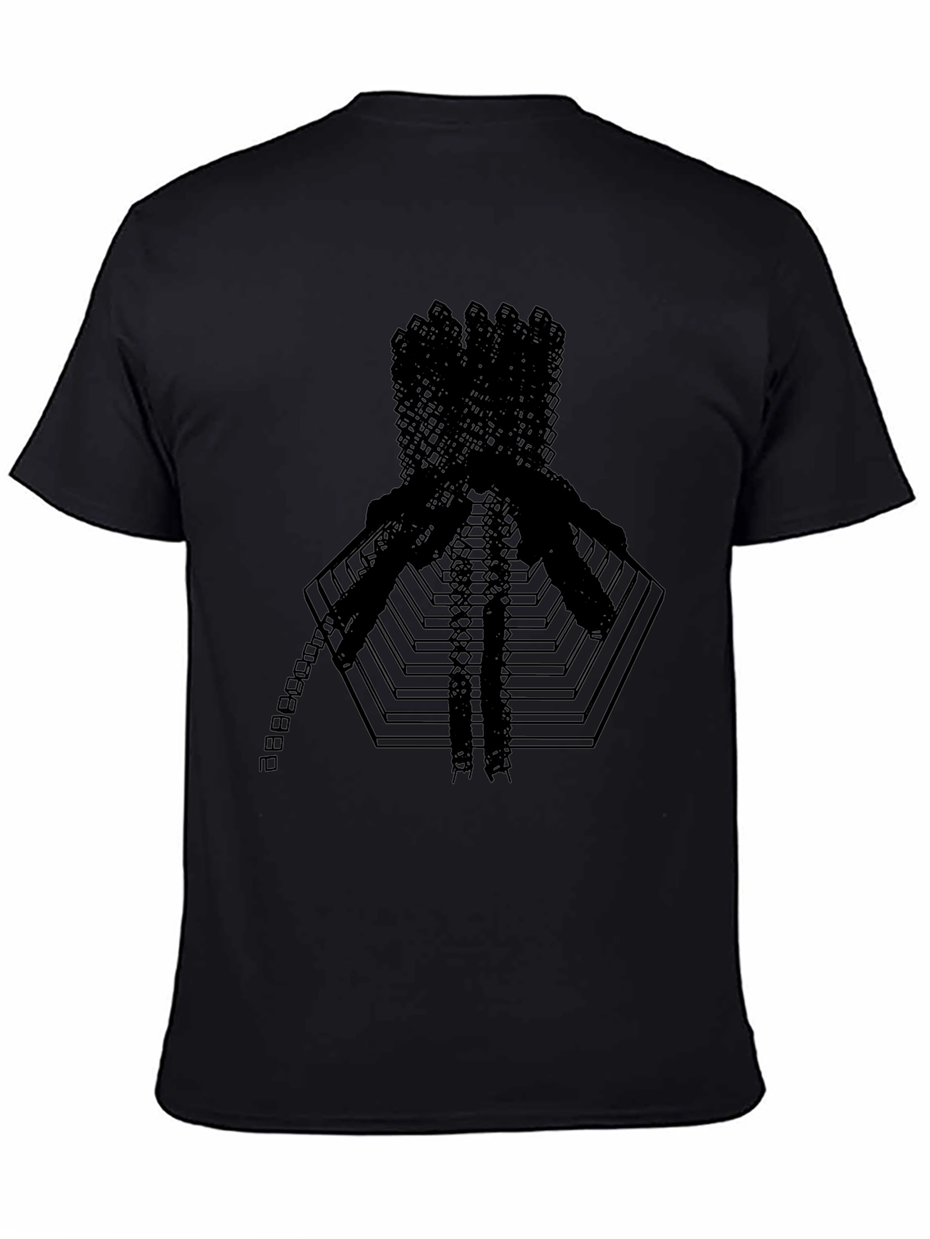 Abstract Geometric Graphic Print Black T-Shirt