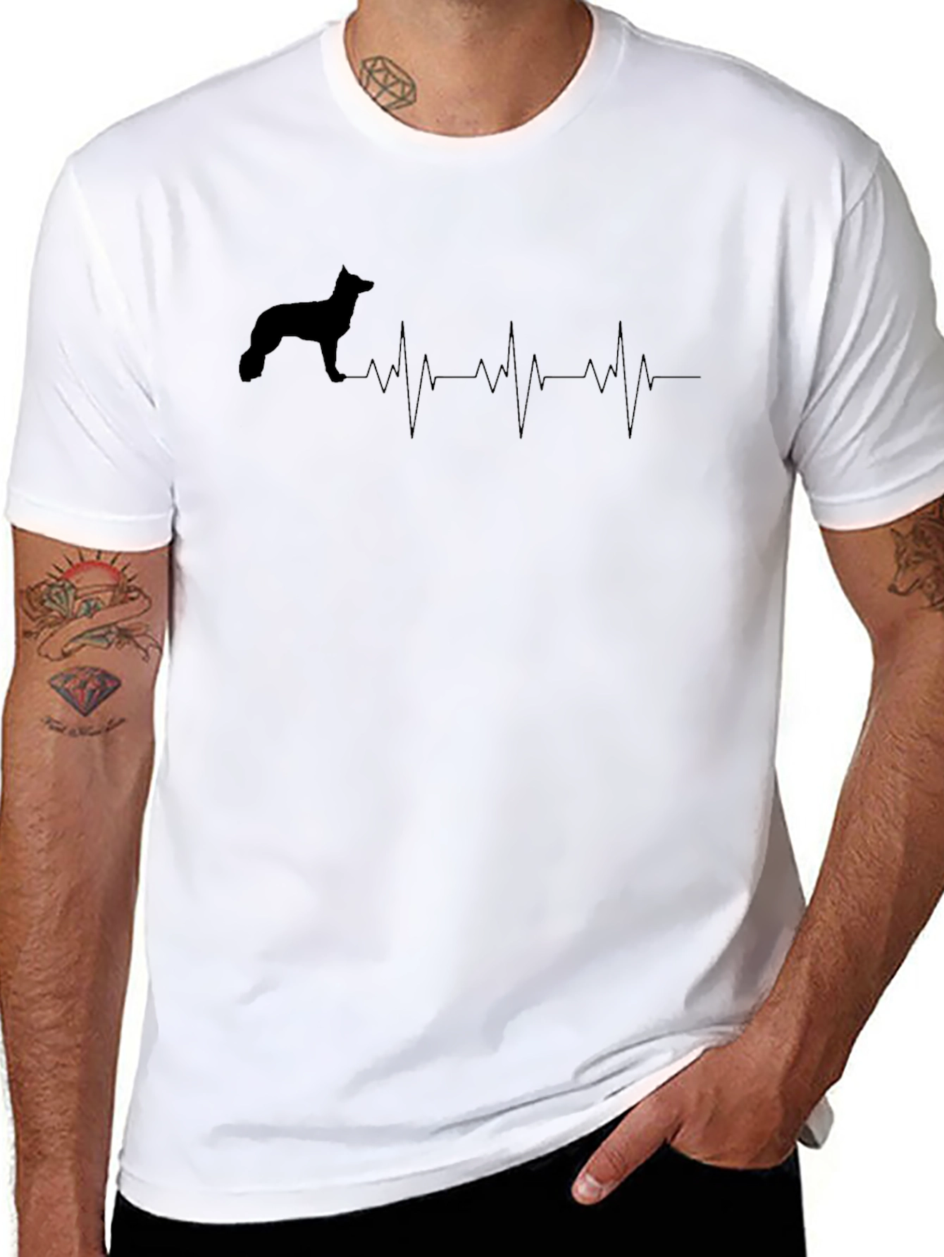 Dog Heartbeat Graphic Tee - Mens Black T-Shirt