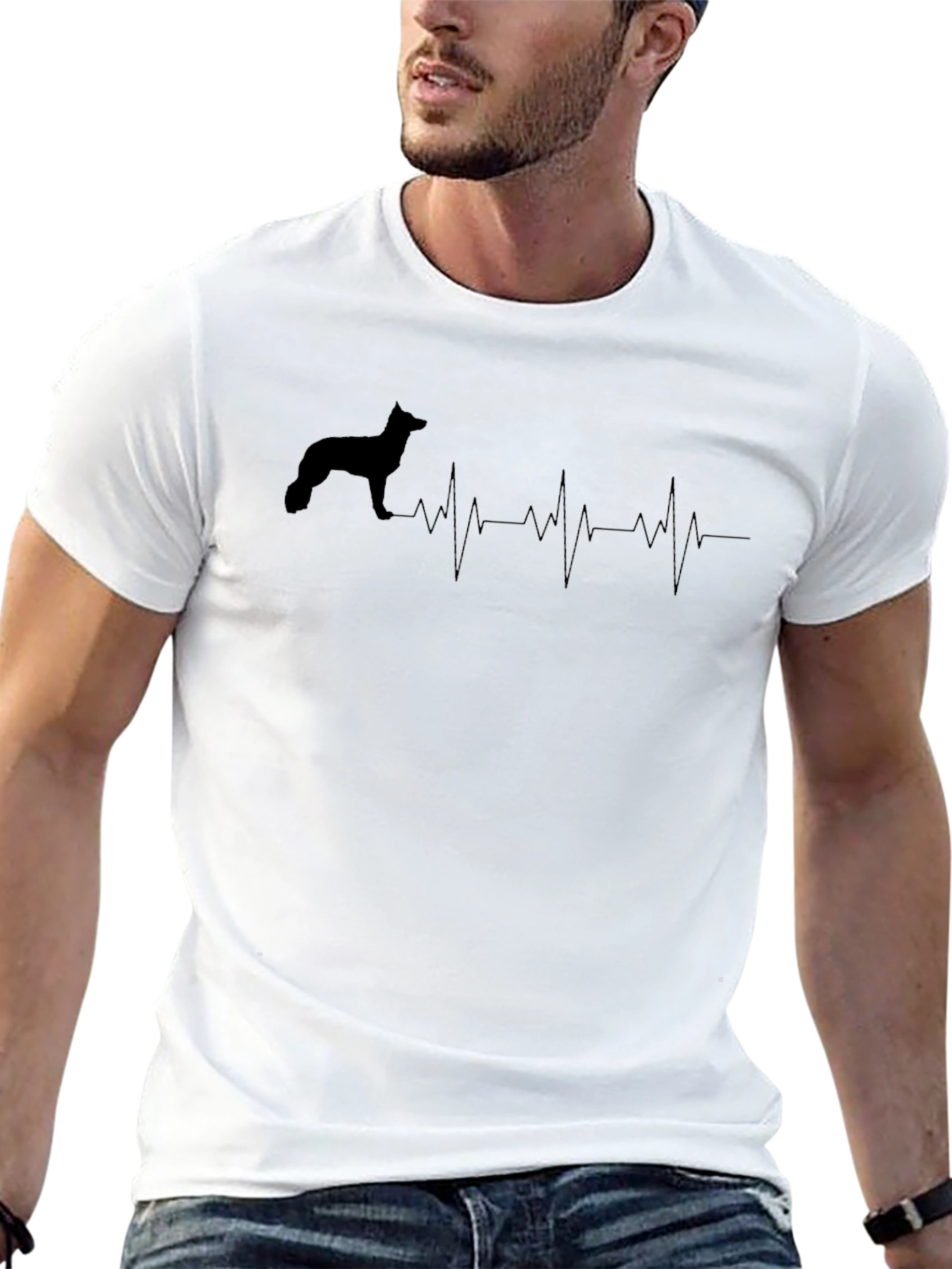 Dog Heartbeat Graphic Tee - Mens Black T-Shirt