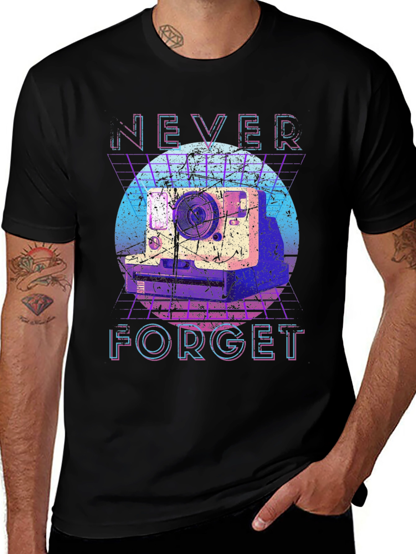 Retro Camera T-Shirt - Never Forget