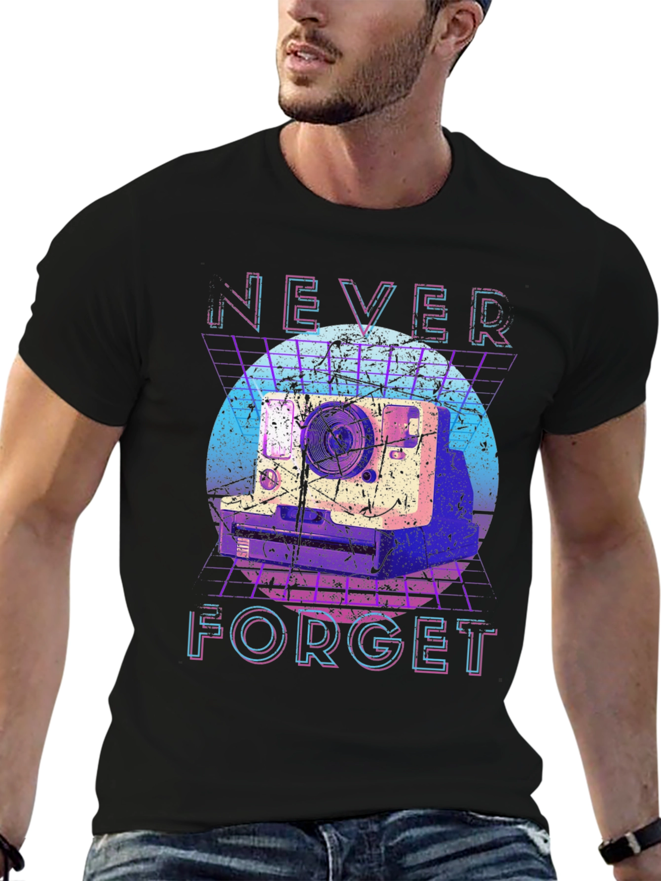 Retro Camera T-Shirt - Never Forget