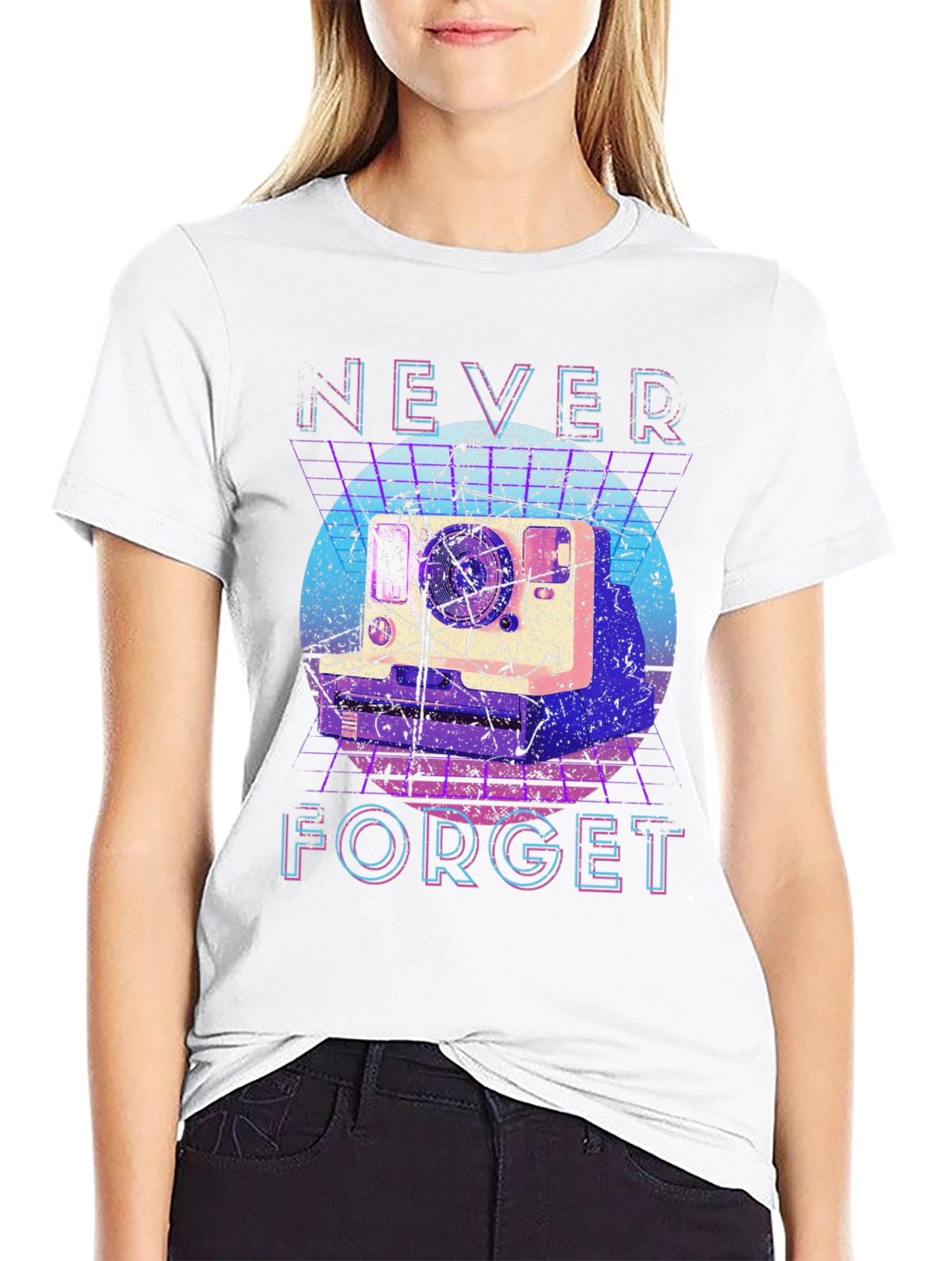 Retro Camera T-Shirt - Never Forget