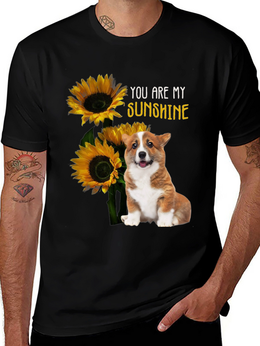 Corgi & Sunflower Graphic Tee - You are My Sunshine