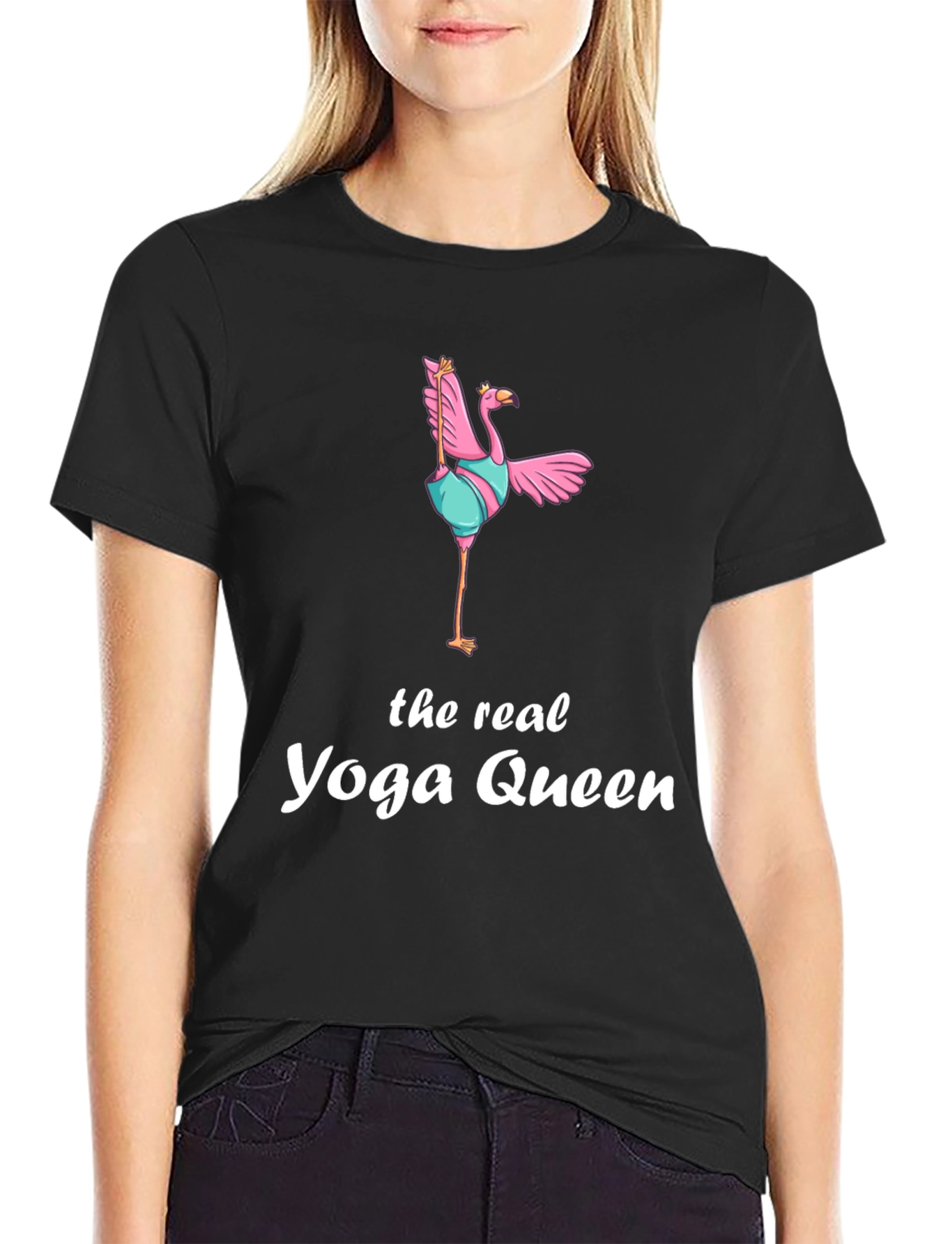 Yoga Queen Flamingo Graphic T-Shirt