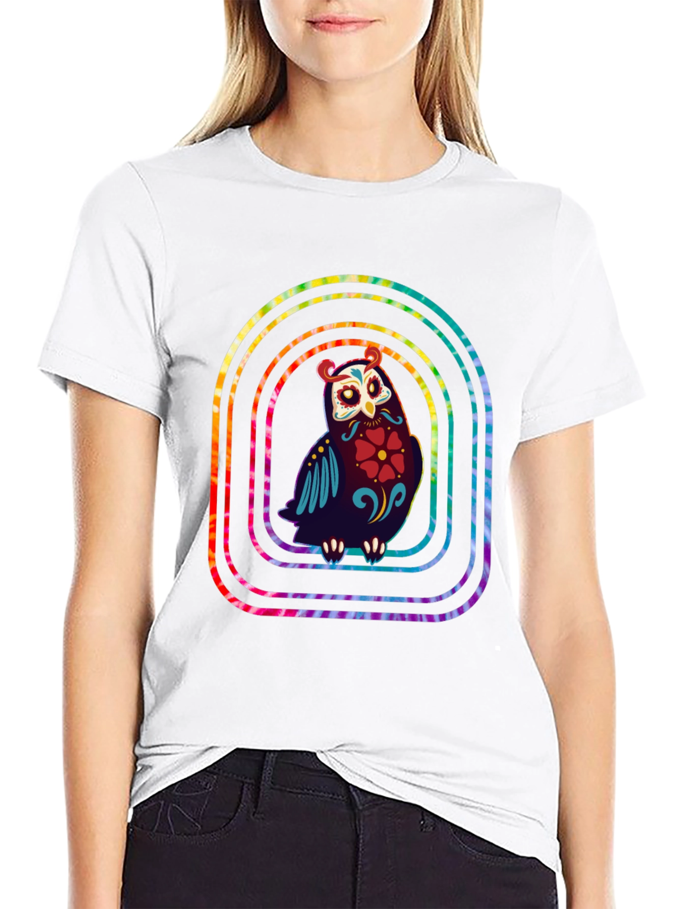 Rainbow Owl Graphic Tee - Unique Design