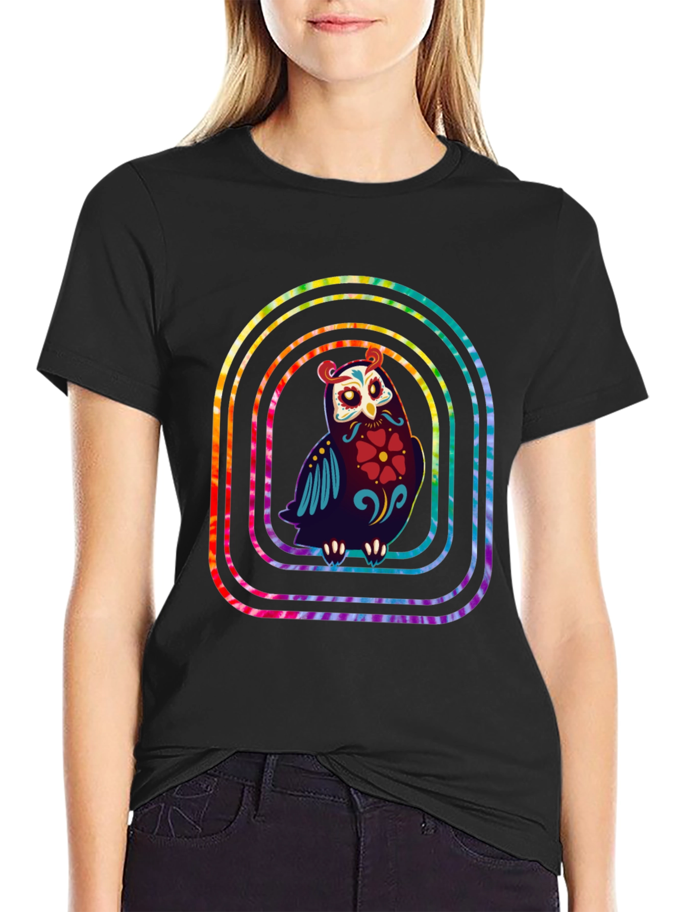 Rainbow Owl Graphic Tee - Unique Design
