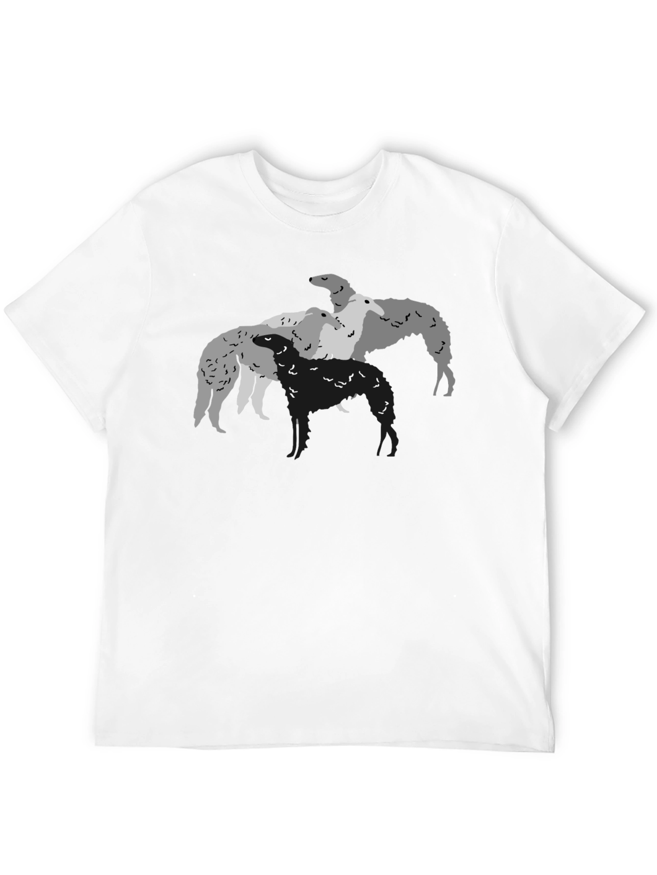 Borzoi Dog T-Shirt Black Crew Neck Graphic Tee