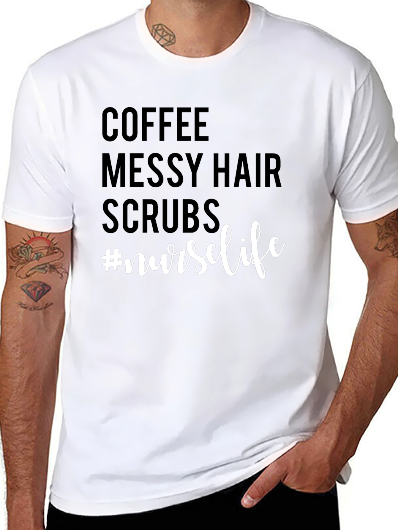 Coffee Messy Hair Scrubs #nurselife T-shirt
